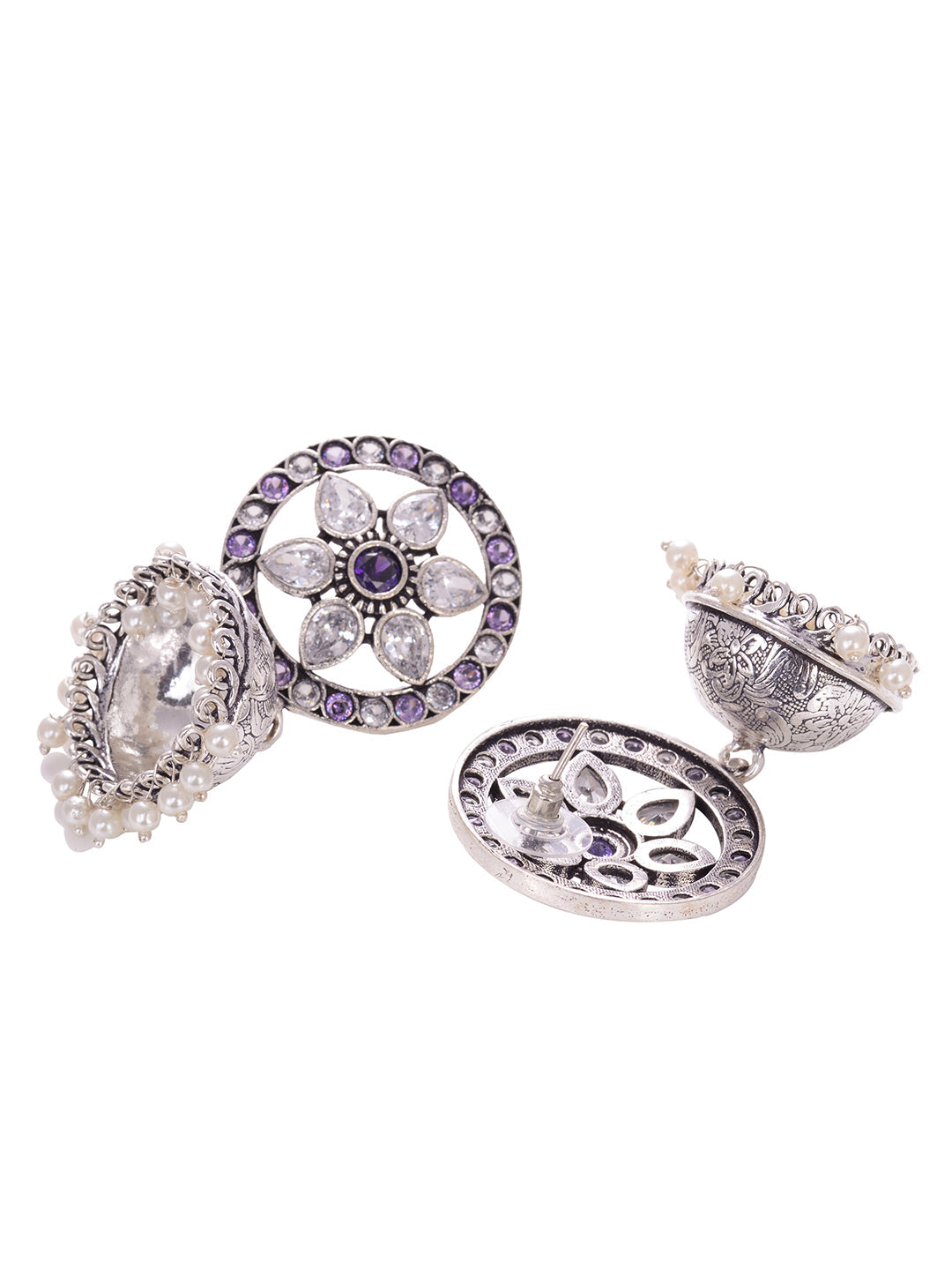 Silver Oxidised Handcrafted Contemporary Jhumka Earrings, zaveri pearls, sale price rs, sale price, sale gold plated, sale gold, sale, rubans, ring, regular price, priyassi jewellery, kushal'