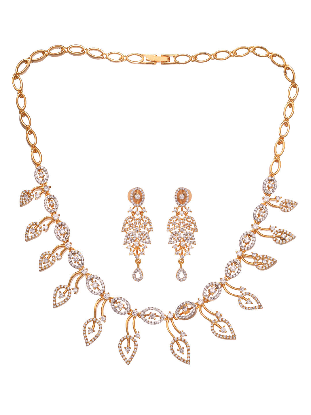 Gold Played AD Studded Statement Floral Jewellery Set, zaveri pearls, sale price rs, sale price, sale gold plated, sale gold, sale, rubans, ring, regular price, priyassi jewellery, kushal's -