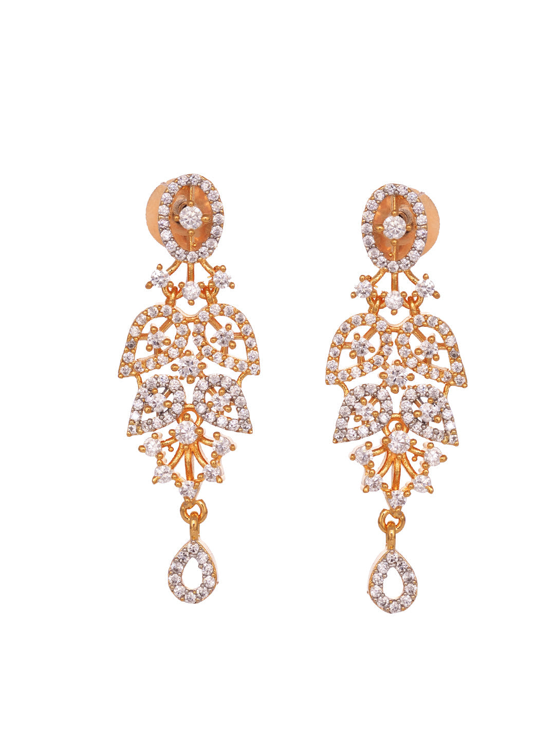 Gold Played AD Studded Statement Floral Jewellery Set, zaveri pearls, sale price rs, sale price, sale gold plated, sale gold, sale, rubans, ring, regular price, priyassi jewellery, kushal's -