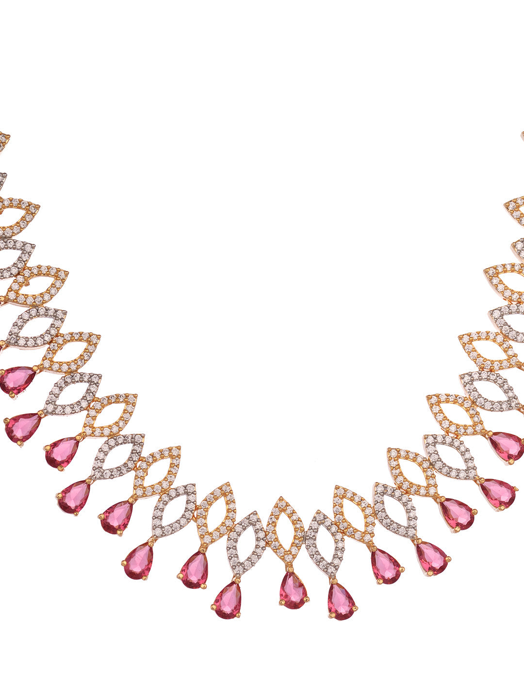 Gold Plated Red AD studded Chandelier Necklace Jewellery Set, zaveri pearls, sale price rs, sale price, sale gold plated, sale gold, sale, rubans, ring, regular price, priyassi jewellery, kus