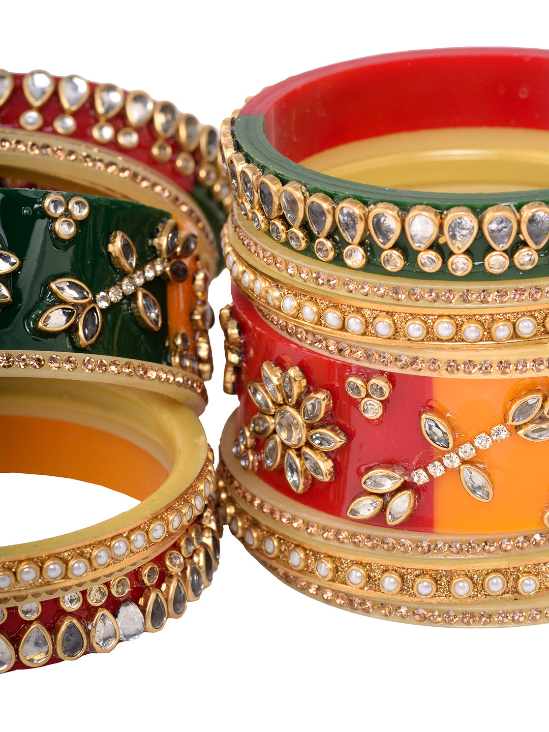 Gold Plated Set of 2 Multicolored traditional Kundan Bangles Bridal Chuda, zaveri pearls, sale price rs, sale price, sale gold plated, sale gold, sale, rubans, ring, regular price, priyassi j