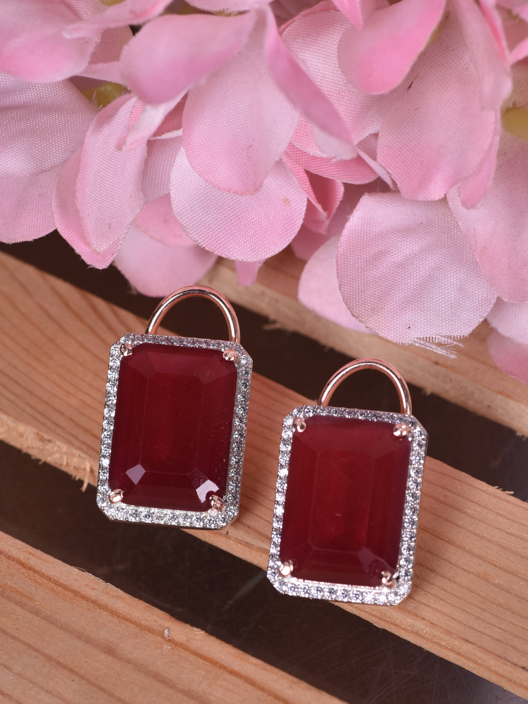 Red Contemporary Studs Earrings, zaveri pearls, sale price rs, sale price, sale gold plated, sale gold, sale, rubans, ring, regular price, priyassi jewellery, kushal's - Saraf RS Jewellery