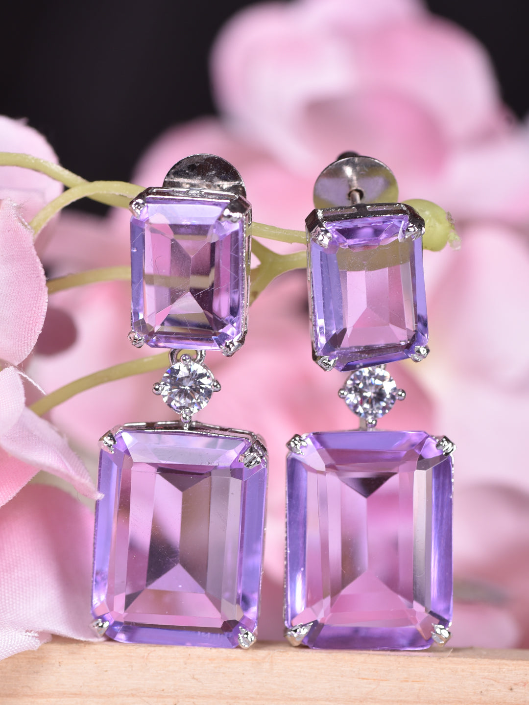 Lavender Silver Plated Classic Luxe Chandelier Drop Earrings, zaveri pearls, sale price rs, sale price, sale gold plated, sale gold, sale, rubans, ring, regular price, priyassi jewellery, kus