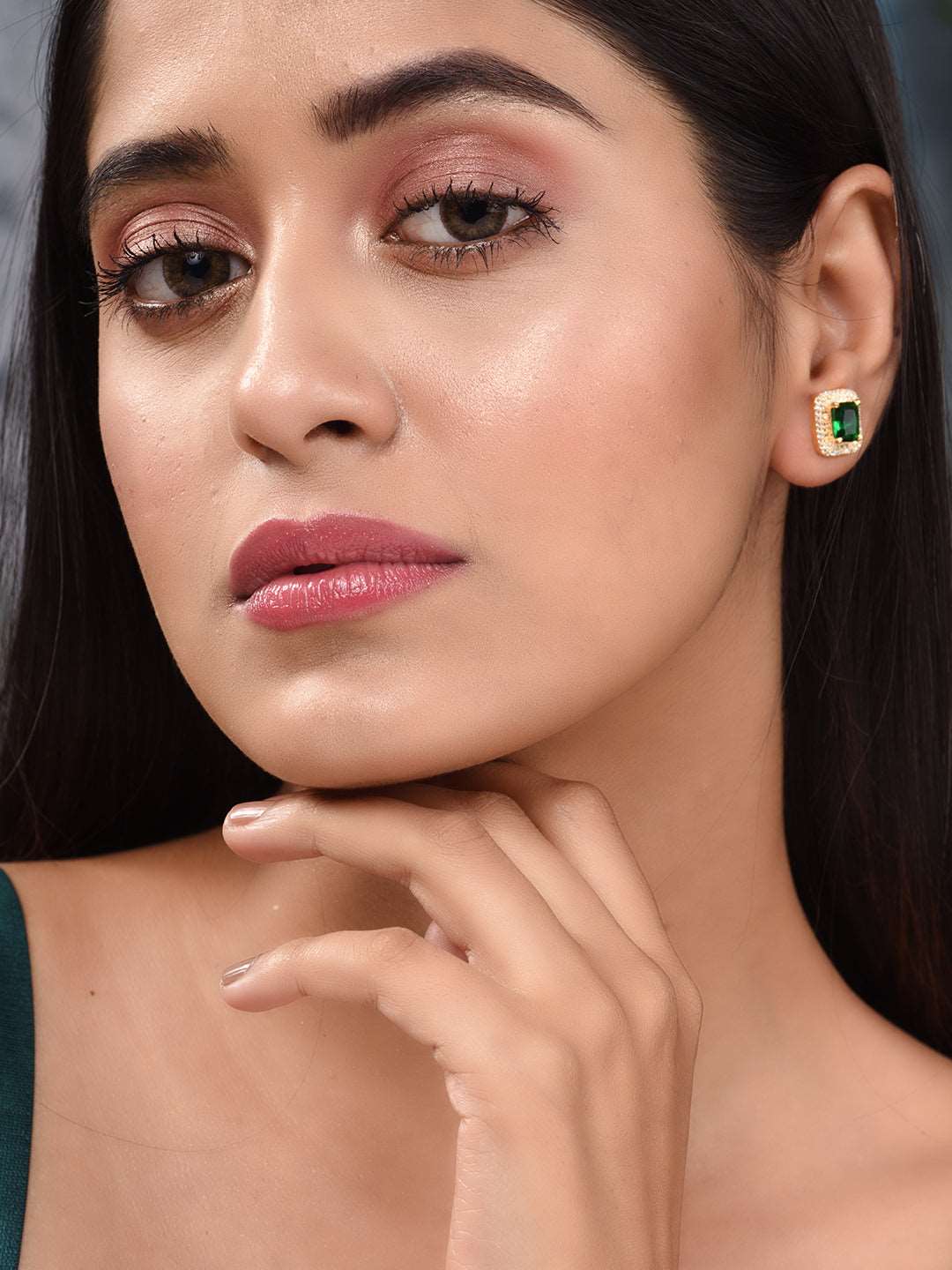 Gold Plated Green AD Studded Studs Earring, zaveri pearls, sale price rs, sale price, sale gold plated, sale gold, sale, rubans, ring, regular price, priyassi jewellery, kushal's - Saraf RS J