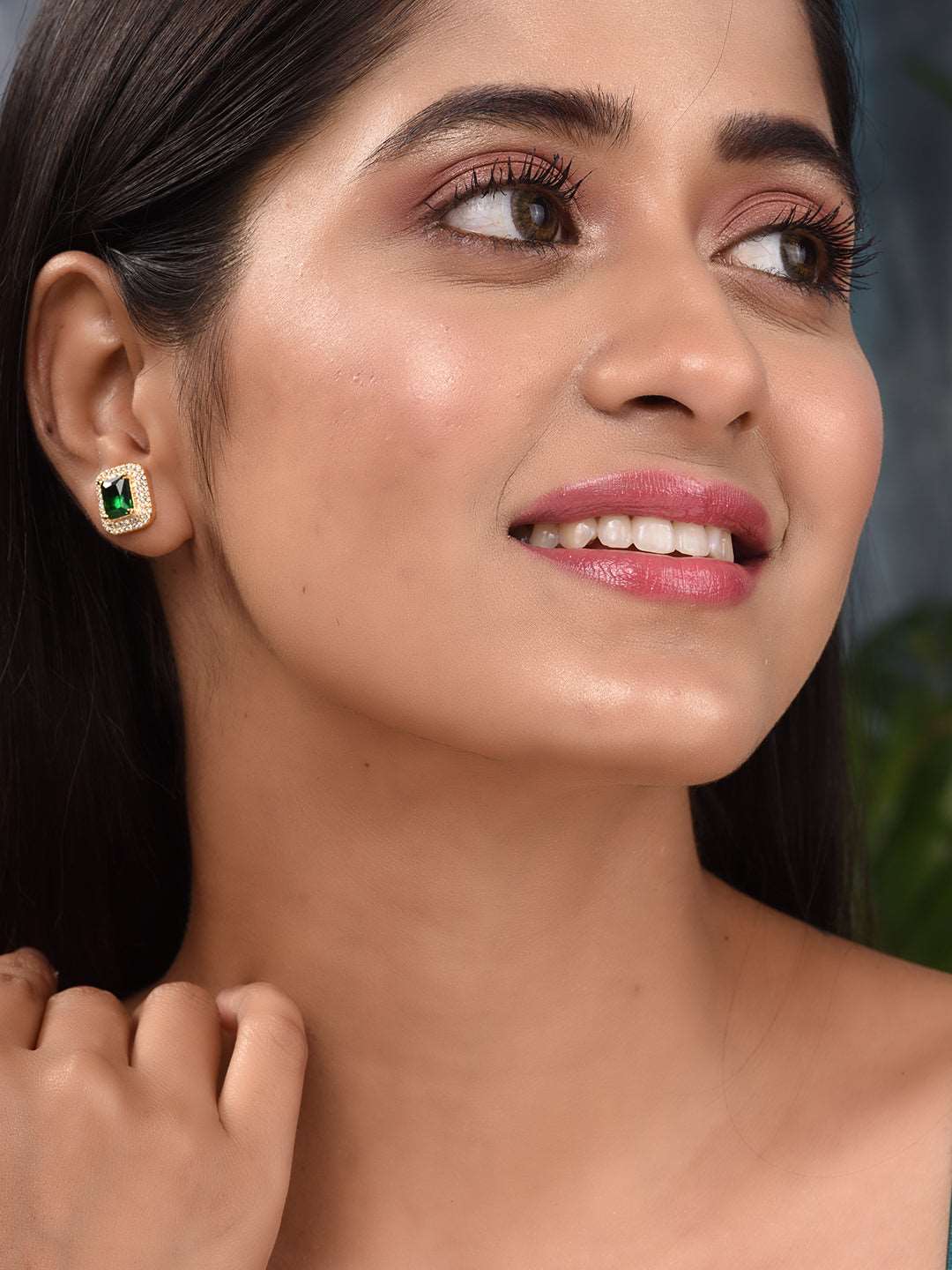 Gold Plated Green AD Studded Studs Earring, zaveri pearls, sale price rs, sale price, sale gold plated, sale gold, sale, rubans, ring, regular price, priyassi jewellery, kushal's - Saraf RS J