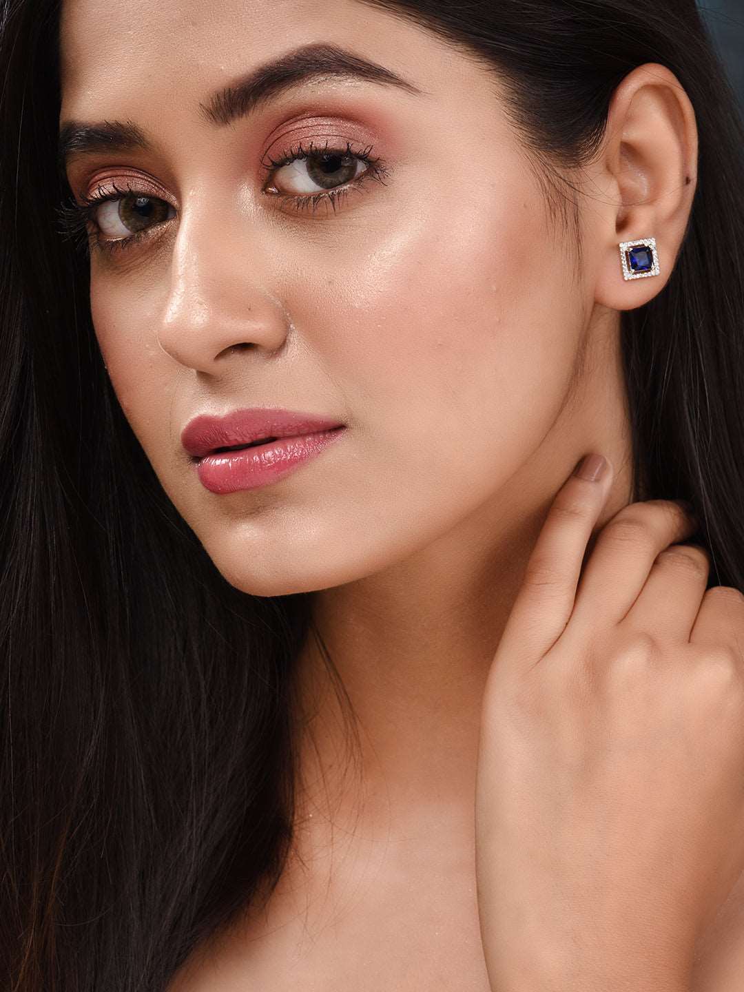 Blue Square Studs Earrings, zaveri pearls, sale price rs, sale price, sale gold plated, sale gold, sale, rubans, ring, regular price, priyassi jewellery, kushal's - Saraf RS Jewellery