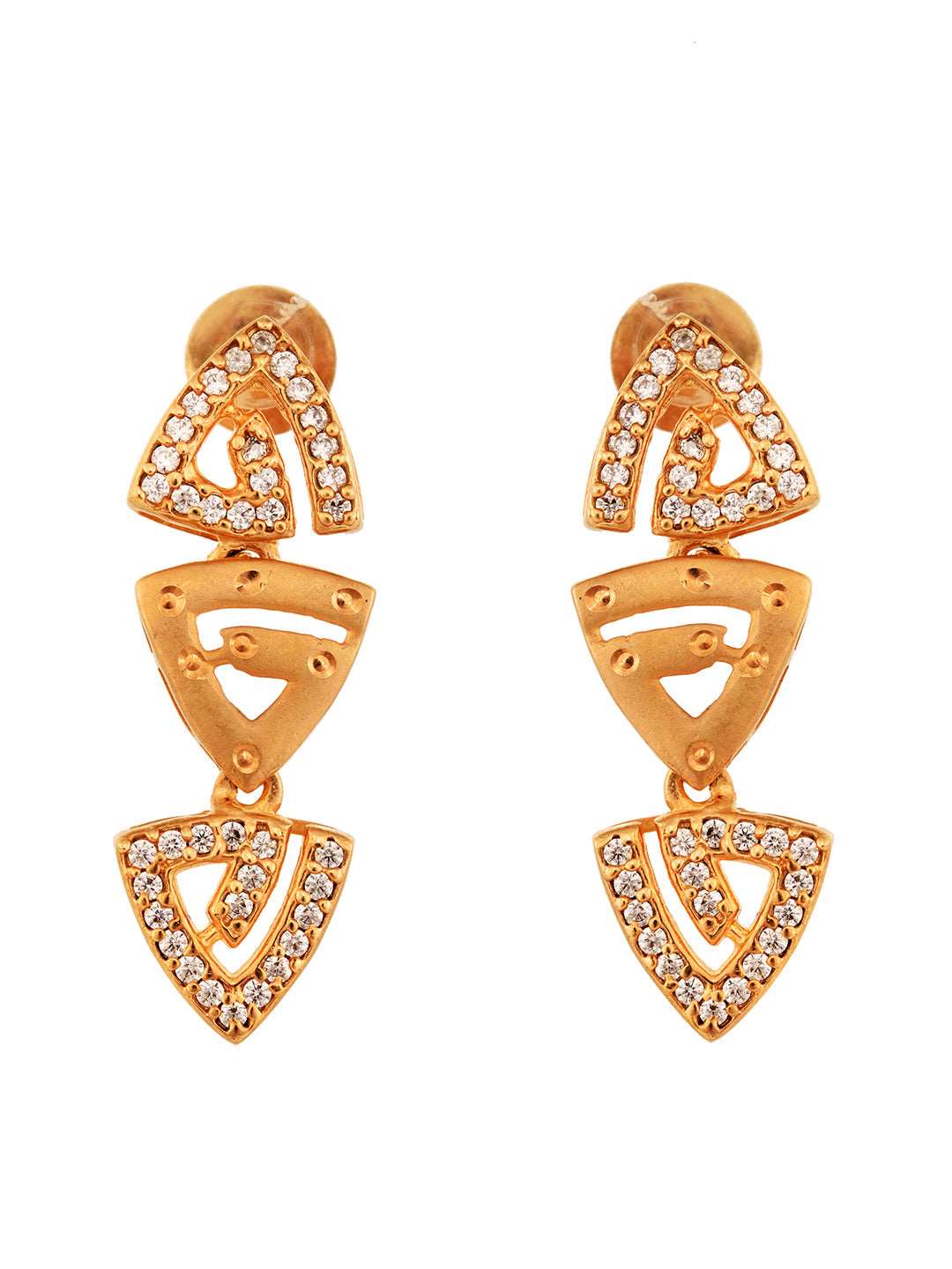 Gold Plated AD Studded Triangle shaped Handcrafted Necklace Jewellery Set, zaveri pearls, sale price rs, sale price, sale gold plated, sale gold, sale, rubans, ring, regular price, priyassi j