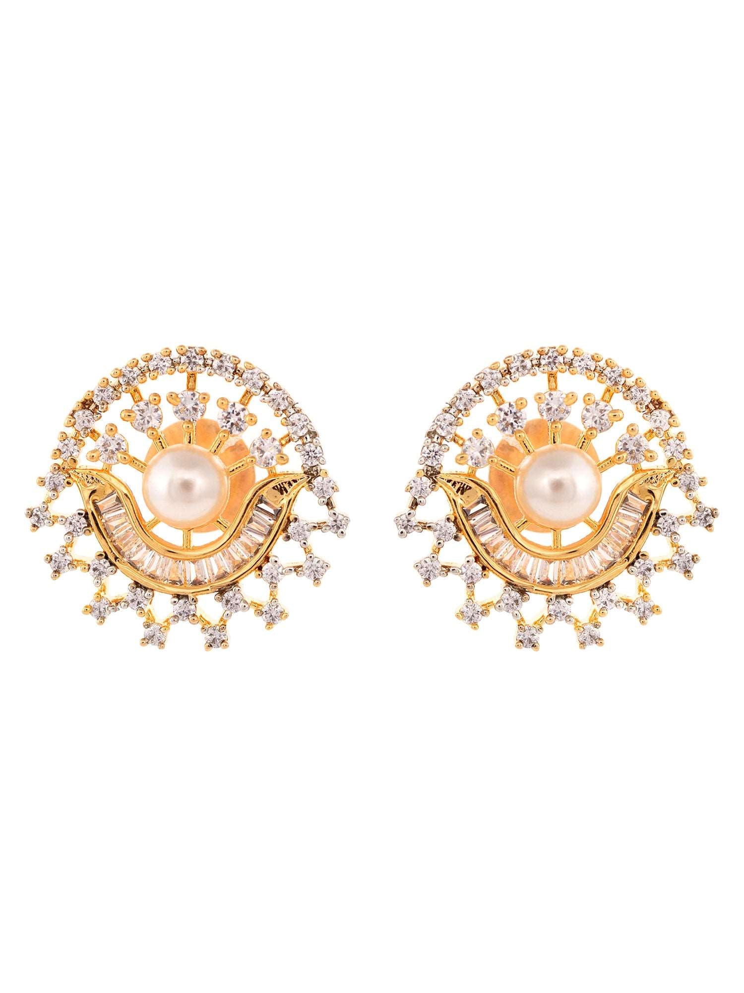 Gold Plated Black & White AD Studded & Beaded Mangalsutra Earrings, zaveri pearls, sale price rs, sale price, sale gold plated, sale gold, sale, rubans, ring, regular price, priyassi jeweller