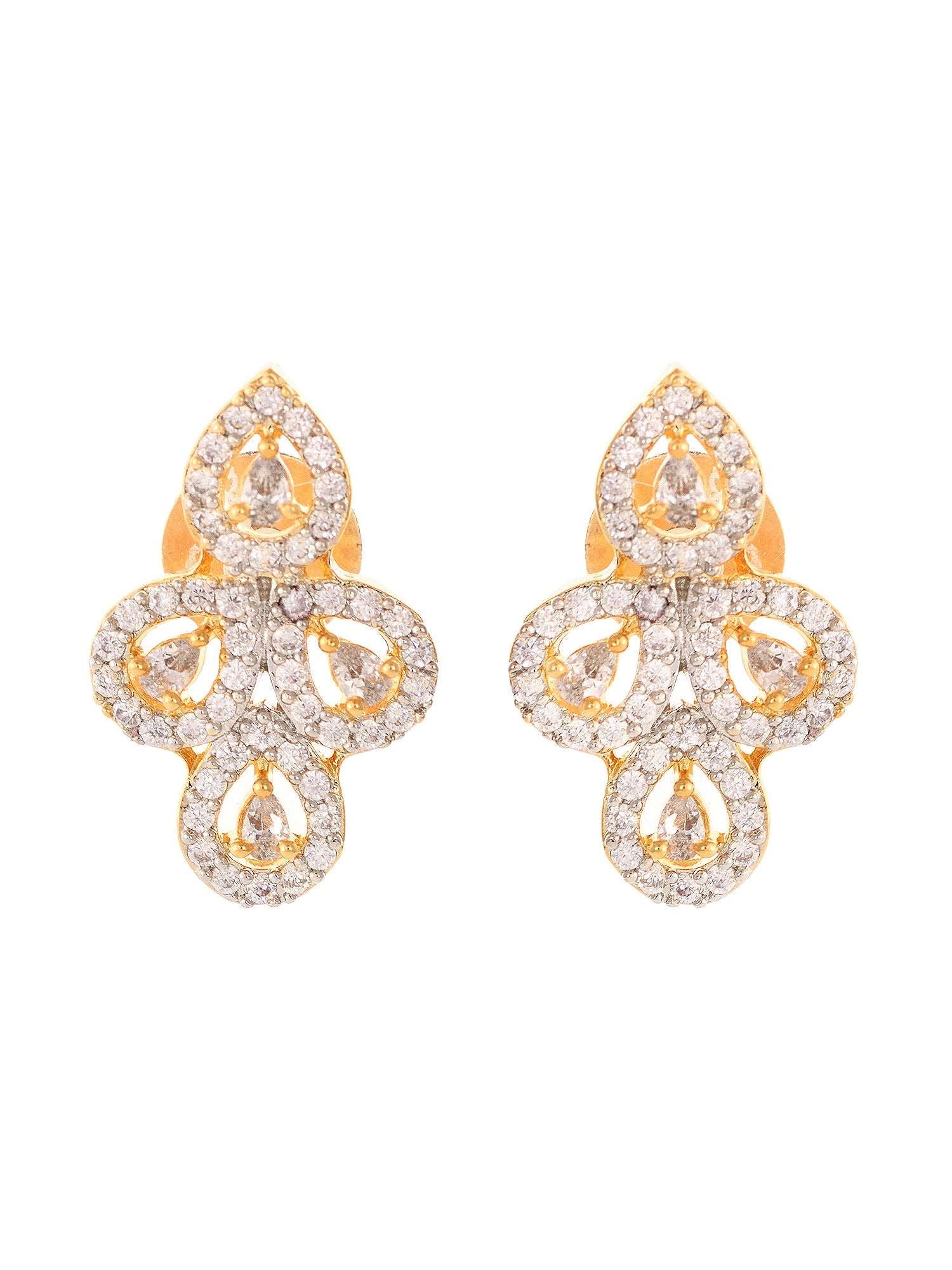 Gold Plated Black & White AD Studded & Beaded Mangalsutra Earrings, zaveri pearls, sale price rs, sale price, sale gold plated, sale gold, sale, rubans, ring, regular price, priyassi jeweller