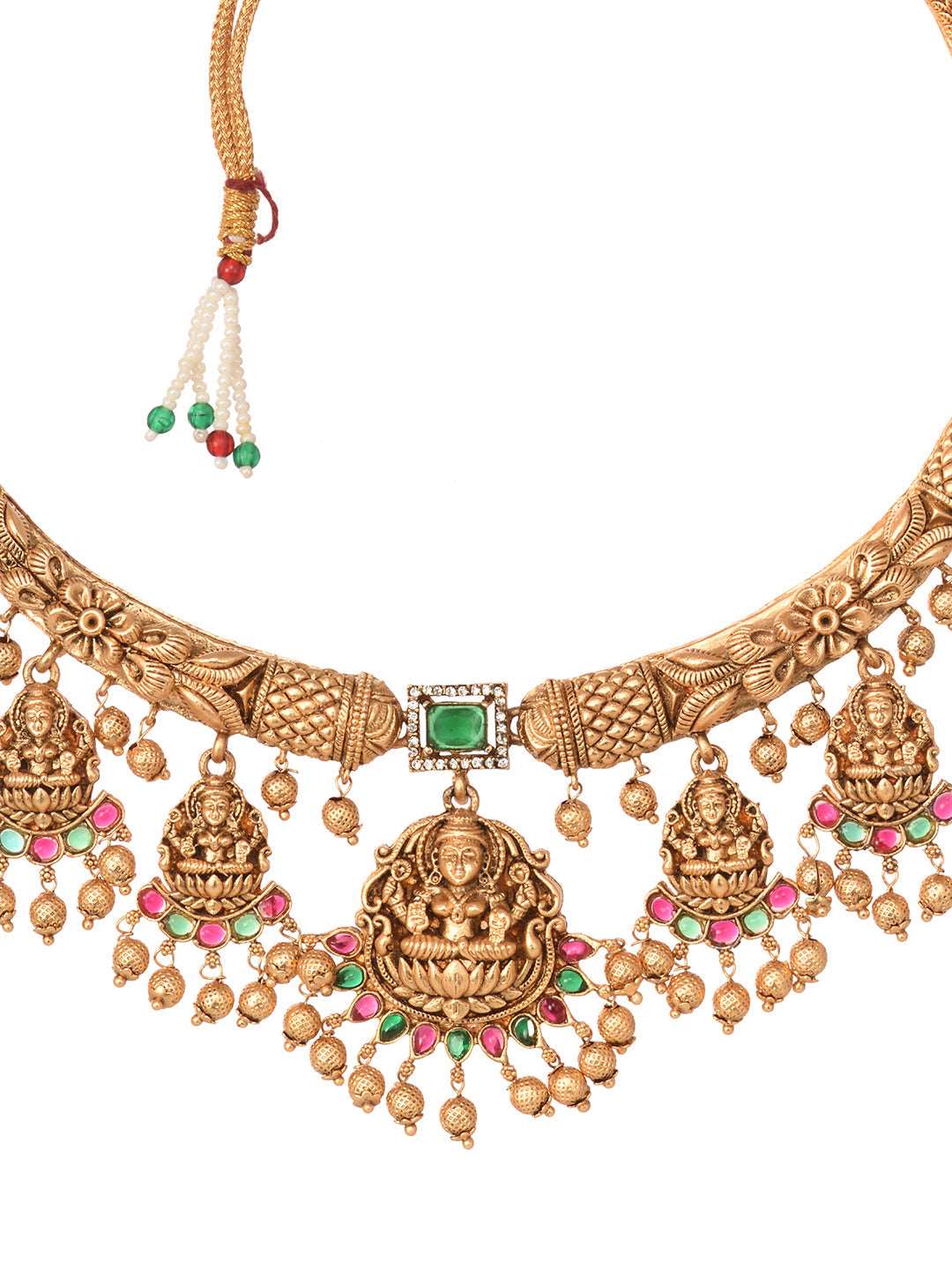 Gold Plated Multi stone studded Pearl beaded Handcrafted Temple Jewellerey Set, zaveri pearls, sale price rs, sale price, sale gold plated, sale gold, sale, rubans, ring, regular price, priya
