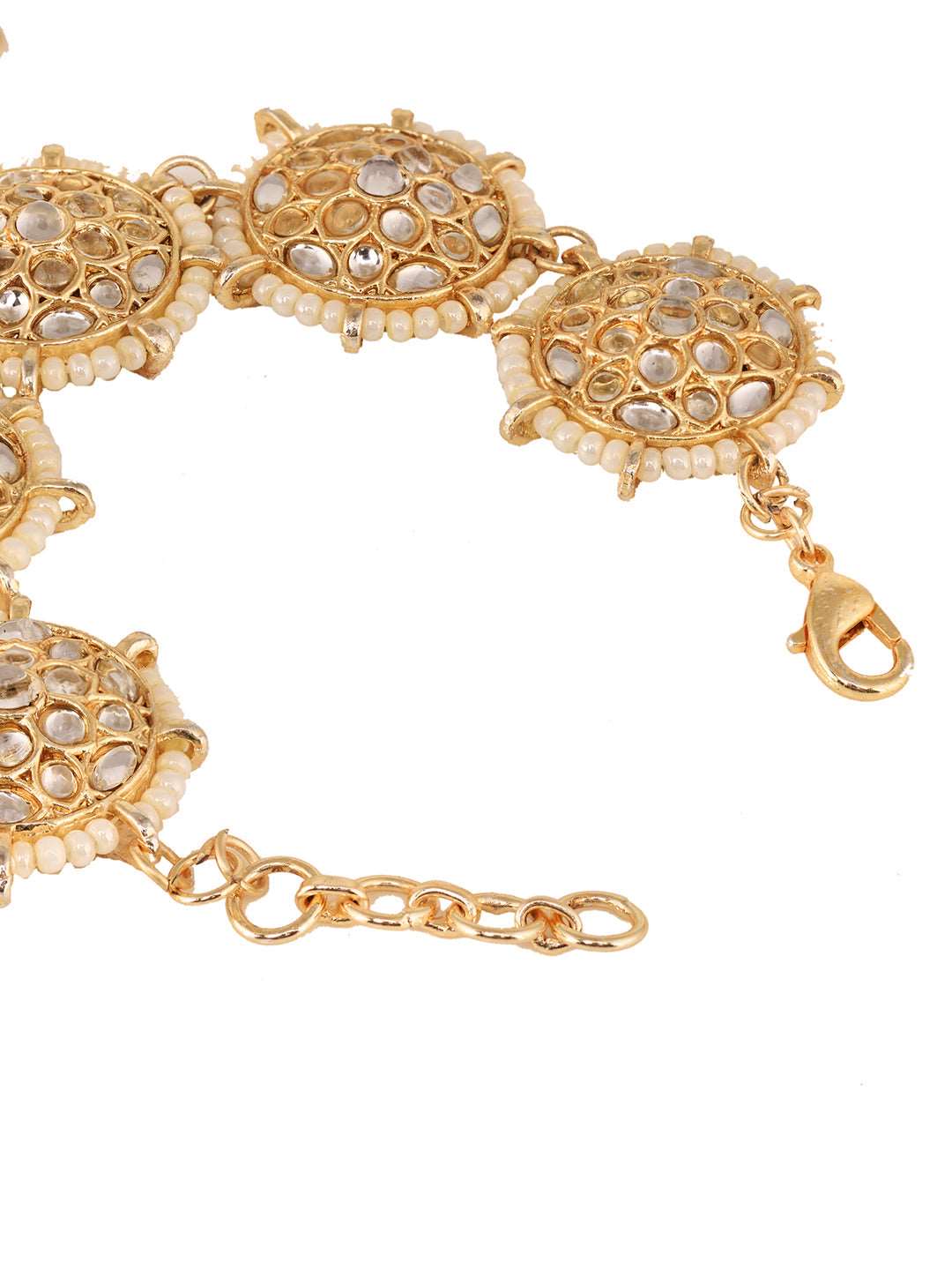 Gold Plated Kundan Studded Bracelet Hathphool, zaveri pearls, sale price rs, sale price, sale gold plated, sale gold, sale, rubans, ring, regular price, priyassi jewellery, kushal's - Saraf R