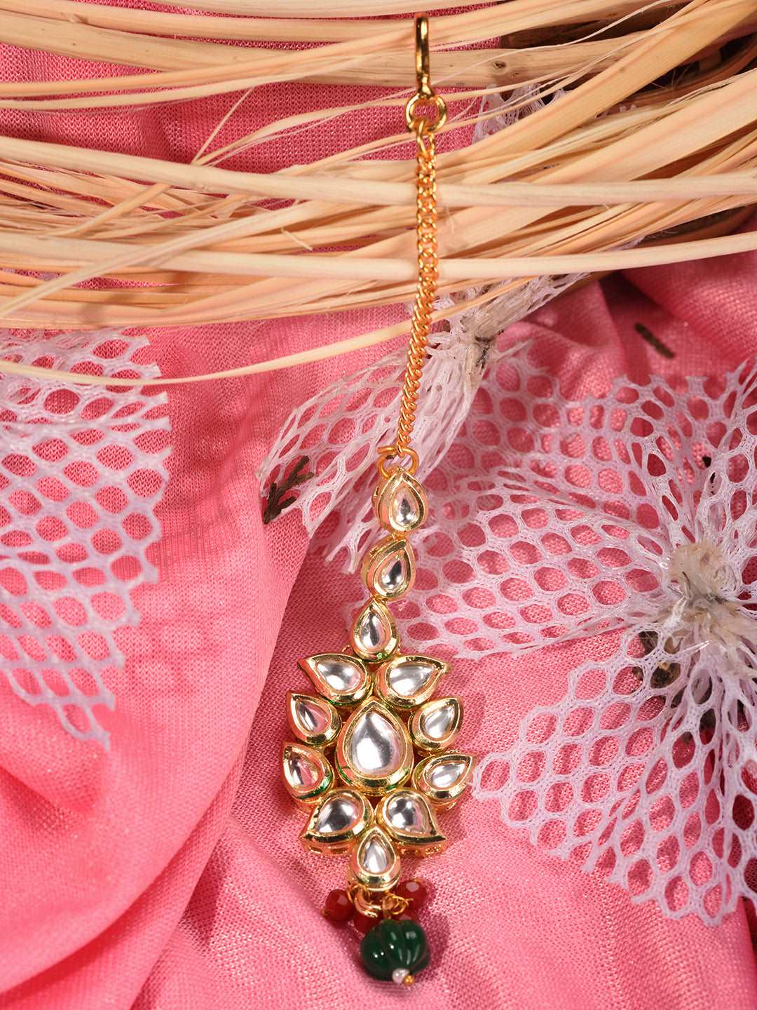 Gold Plated Kundan Studded Floral Mangtika, zaveri pearls, sale price rs, sale price, sale gold plated, sale gold, sale, rubans, ring, regular price, priyassi jewellery, kushal's - Saraf RS J