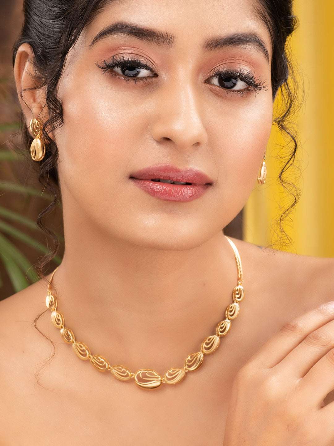 Gold Plated AD Studded Oval shaped Handcrafted Necklace Jewellery Set, zaveri pearls, sale price rs, sale price, sale gold plated, sale gold, sale, rubans, ring, regular price, priyassi jewel