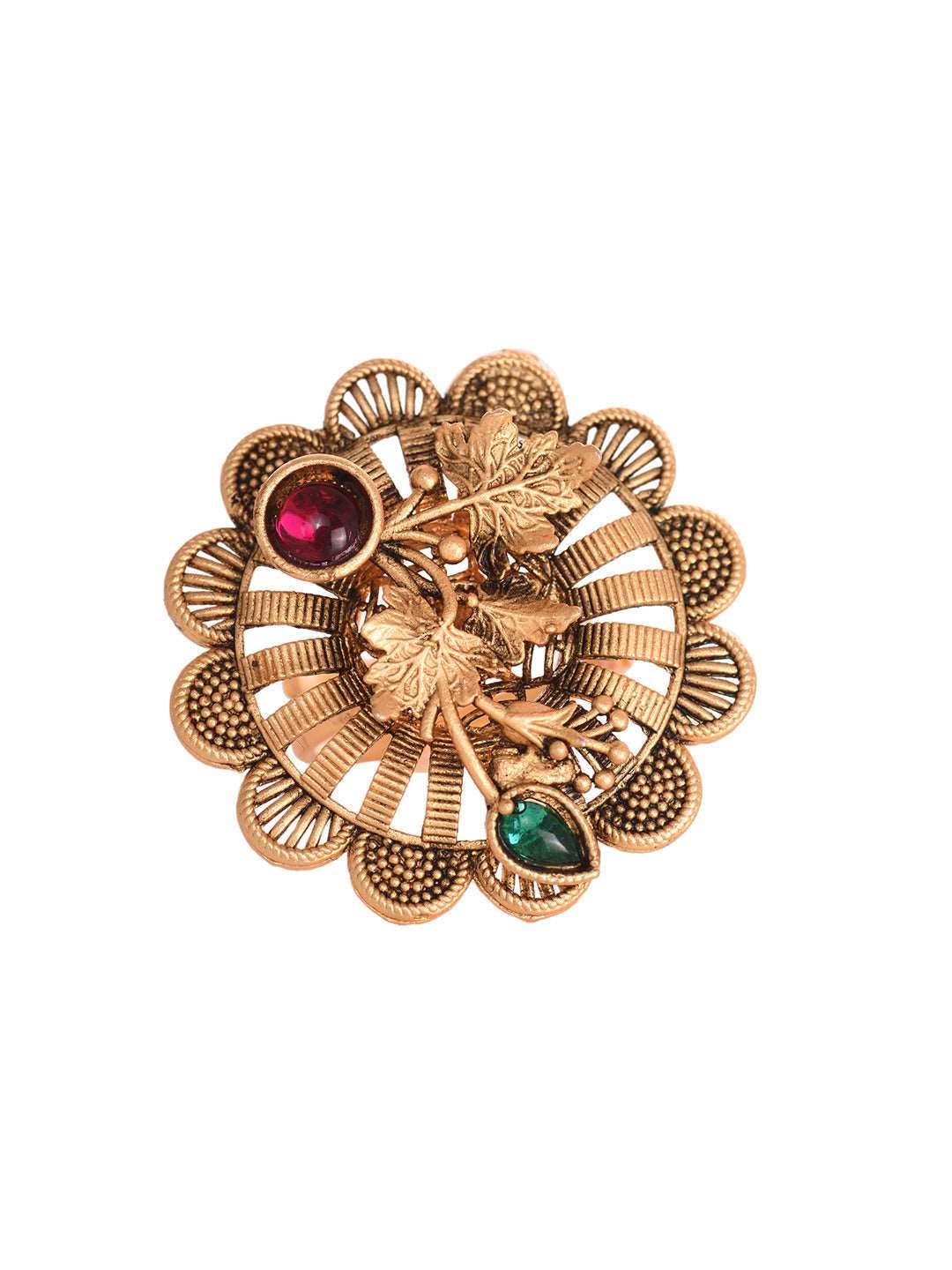 Gold Plated Multi Ethnic Finger Ring, zaveri pearls, sale price rs, sale price, sale gold plated, sale gold, sale, rubans, ring, regular price, priyassi jewellery, kushal's - Saraf RS Jewelle