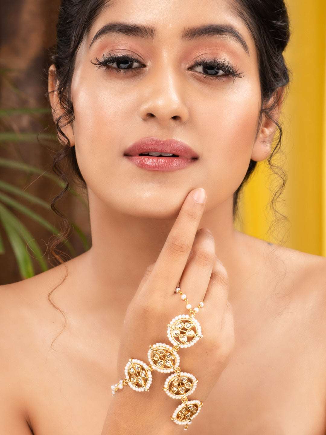 Gold Plated Kundan stidded Hathpool, zaveri pearls, sale price rs, sale price, sale gold plated, sale gold, sale, rubans, ring, regular price, priyassi jewellery, kushal's - Saraf RS Jeweller