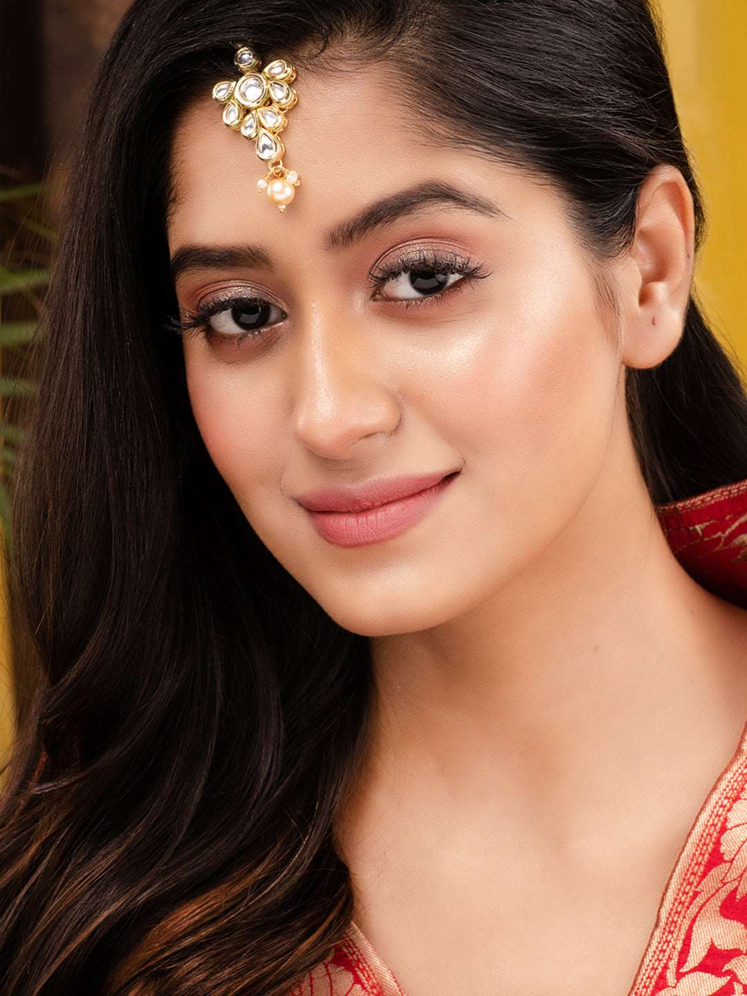 Gold Plated Kundan studded & Green Beaded Handcrafted Mangtika, zaveri pearls, sale price rs, sale price, sale gold plated, sale gold, sale, rubans, ring, regular price, priyassi jewellery, k