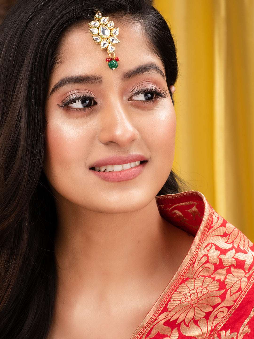 Gold Plated Kundan Studded Floral Mangtika, zaveri pearls, sale price rs, sale price, sale gold plated, sale gold, sale, rubans, ring, regular price, priyassi jewellery, kushal's - Saraf RS J