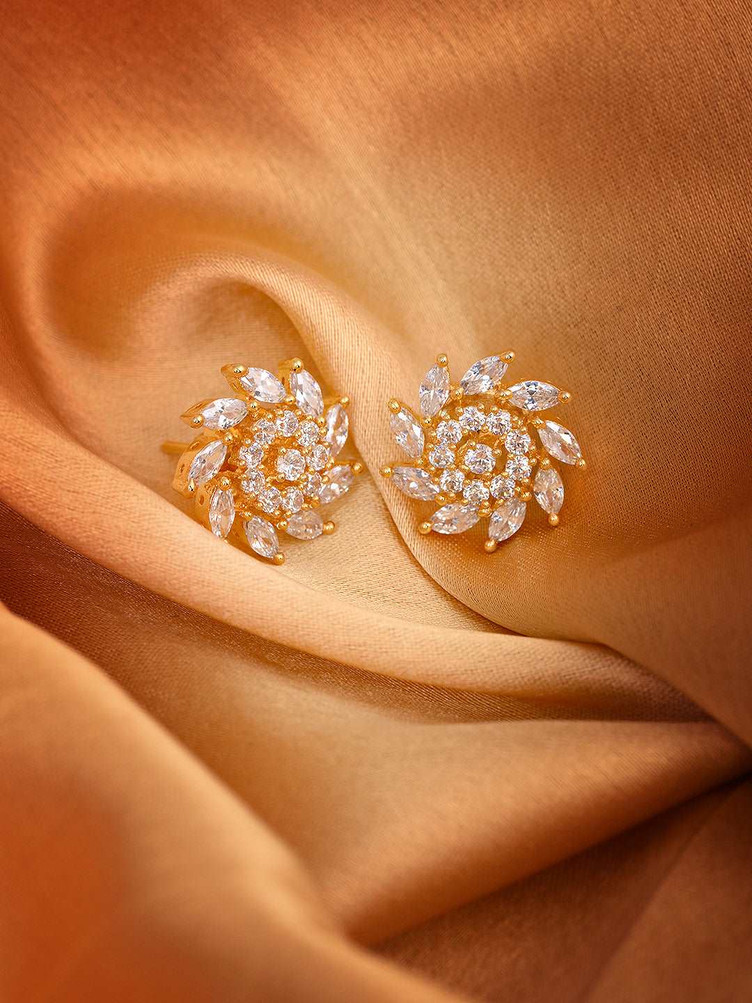 Gold plated AD studded Sparkling star Stud Earrings, zaveri pearls, sale price rs, sale price, sale gold plated, sale gold, sale, rubans, ring, regular price, priyassi jewellery, kushal's - S