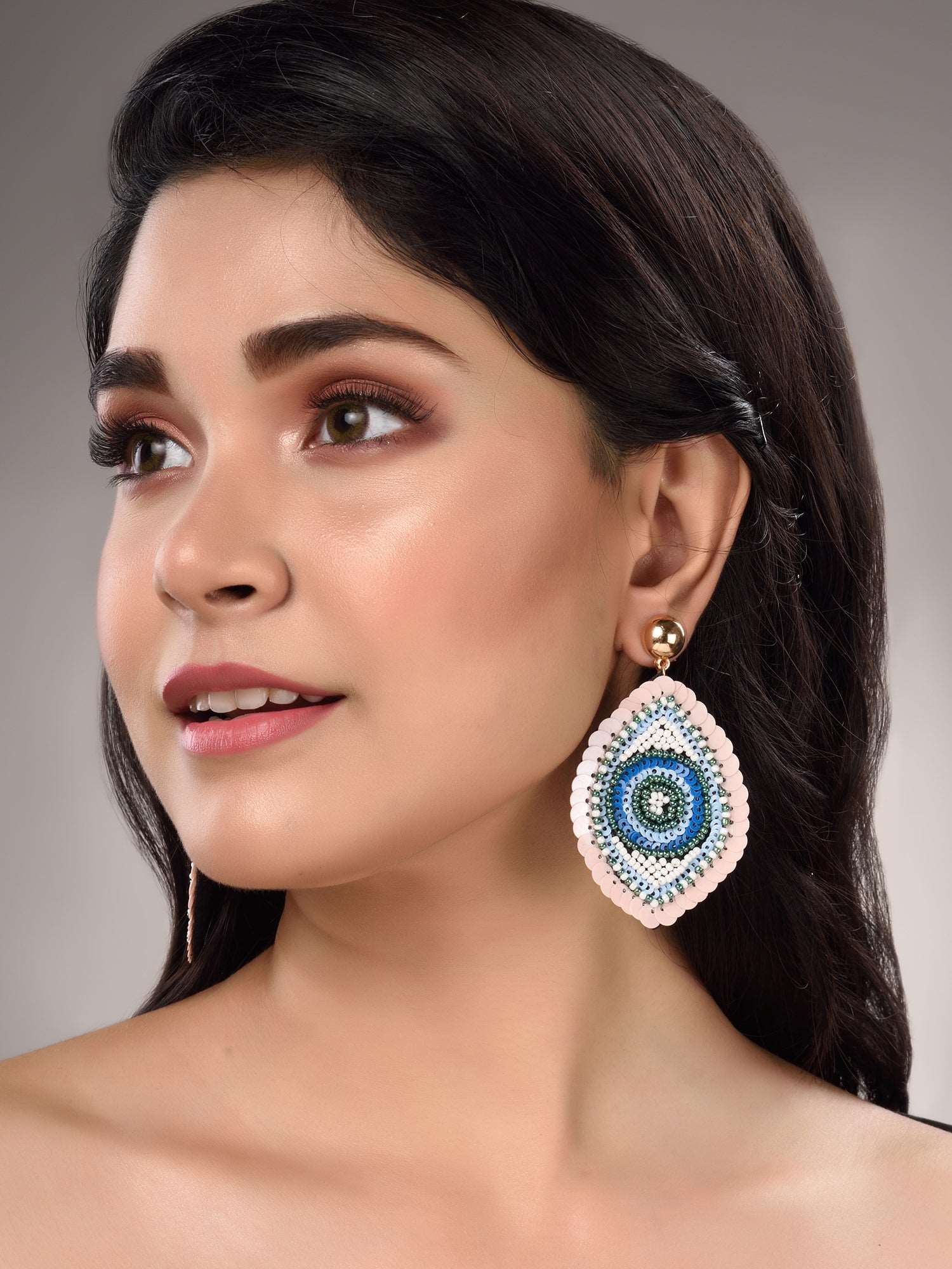 Blue & White Contemporary Dangler Earrings, zaveri pearls, sale price rs, sale price, sale gold plated, sale gold, sale, rubans, ring, regular price, priyassi jewellery, kushal's - Saraf RS J