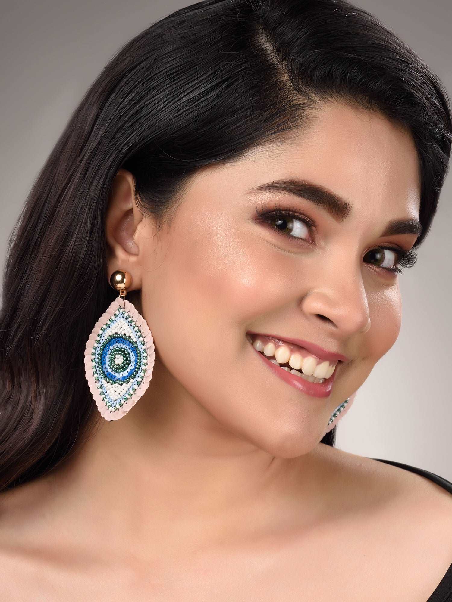 Blue & White Contemporary Dangler Earrings, zaveri pearls, sale price rs, sale price, sale gold plated, sale gold, sale, rubans, ring, regular price, priyassi jewellery, kushal's - Saraf RS J