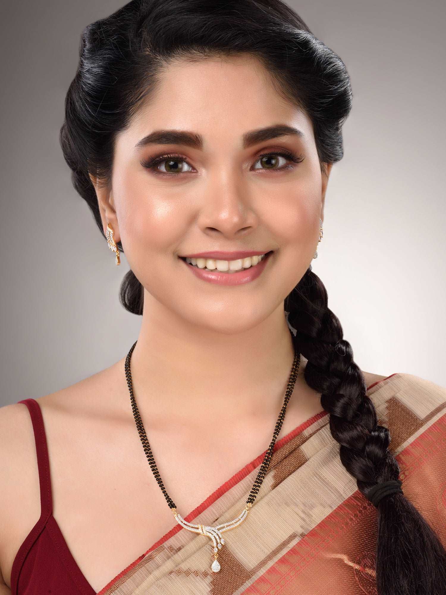 Gold Dual Toned White AD Studded Contemporary Mangalsutra Set, zaveri pearls, sale price rs, sale price, sale gold plated, sale gold, sale, rubans, ring, regular price, priyassi jewellery, ku