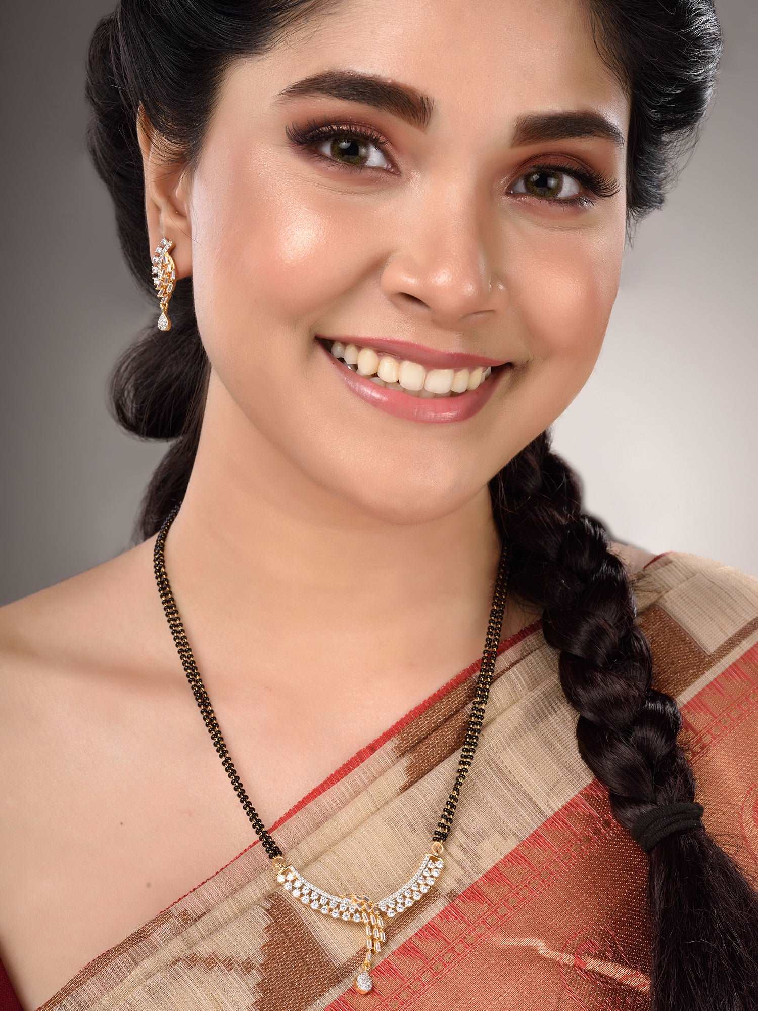 Dual Gold Toned AD Studded Modern look Mangalsutra Earrings, zaveri pearls, sale price rs, sale price, sale gold plated, sale gold, sale, rubans, ring, regular price, priyassi jewellery, kush