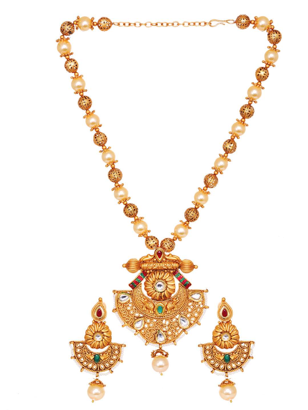 Antique Gold Plated Kundan studded Rajwadi Temple Pendant Jewellery Set, zaveri pearls, sale price rs, sale price, sale gold plated, sale gold, sale, rubans, ring, regular price, priyassi jew