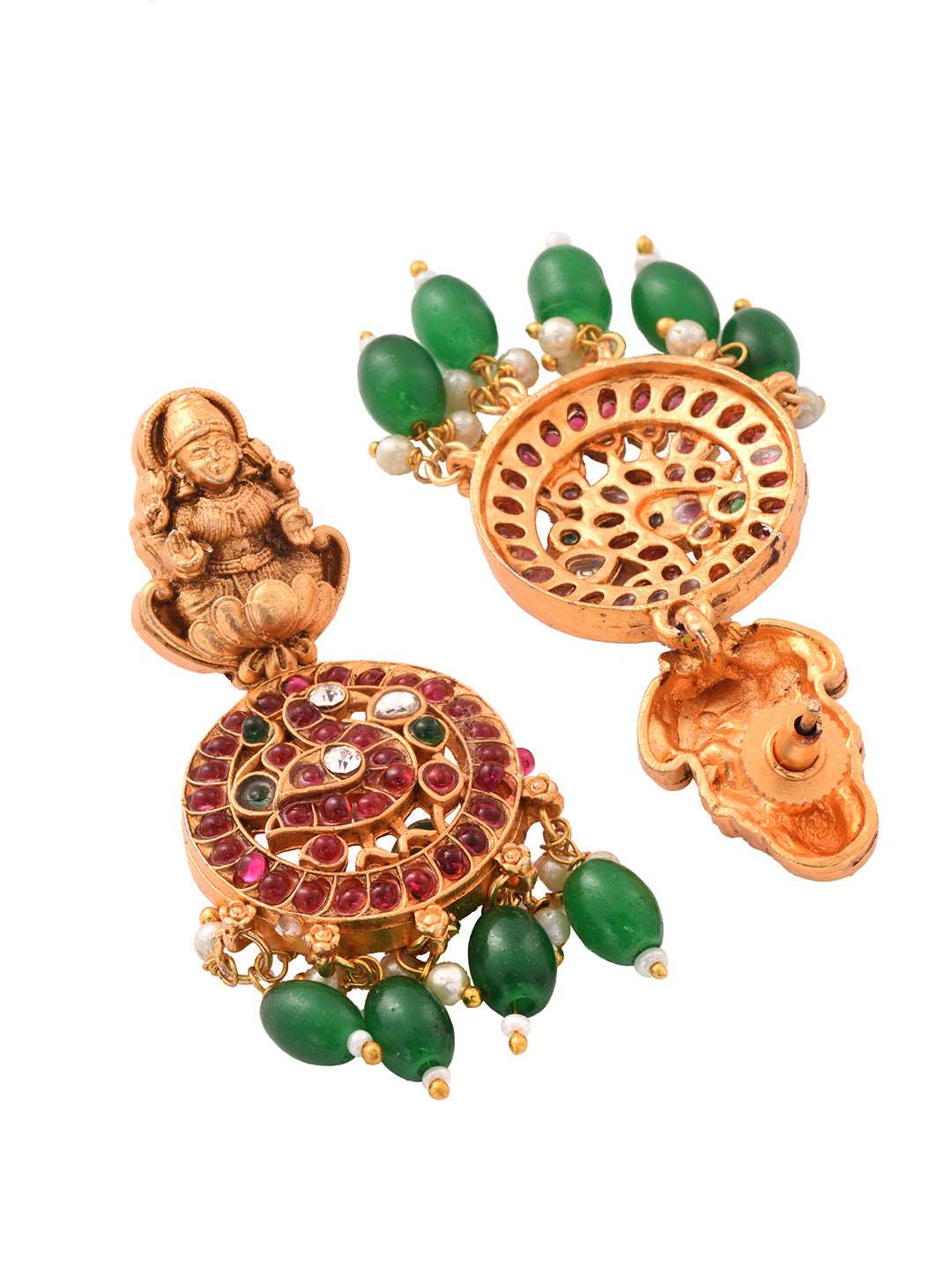 Gold Plated Kemp stone Studded Peacock Motif Temple Bridal Choker Jewellery Set, zaveri pearls, sale price rs, sale price, sale gold plated, sale gold, sale, rubans, ring, regular price, priy