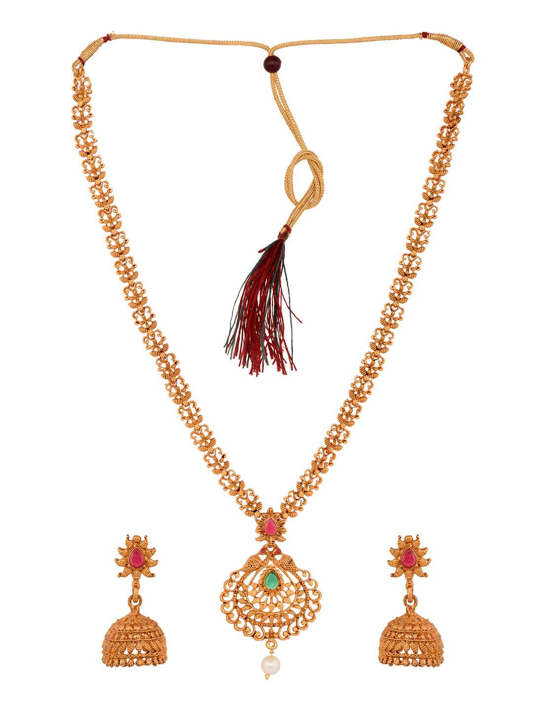 Gold Plated Grand South Indian Imitation Bridal combo Temple Jewellery Set, zaveri pearls, sale price rs, sale price, sale gold plated, sale gold, sale, rubans, ring, regular price, priyassi 