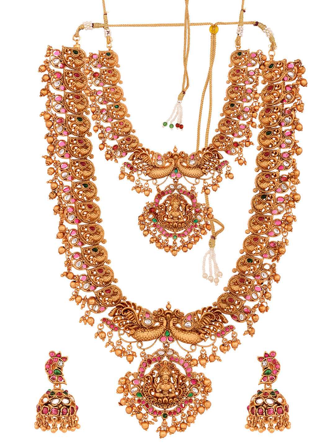 Gold Plated Gorgeous Saadhvi Combo Temple Jewellery Set, zaveri pearls, sale price rs, sale price, sale gold plated, sale gold, sale, rubans, ring, regular price, priyassi jewellery, kushal's