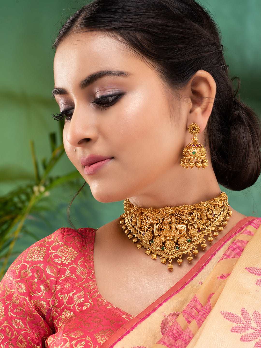 Gold Plated ADStudded Kempo Temple Radha Krishna Jewellery Set, zaveri pearls, sale price rs, sale price, sale gold plated, sale gold, sale, rubans, ring, regular price, priyassi jewellery, k