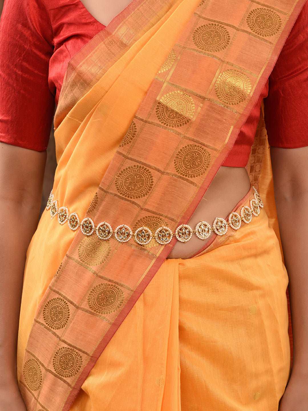 Gold Plated Kemp stone studded Pearl Beaded Kamarbandh, zaveri pearls, sale price rs, sale price, sale gold plated, sale gold, sale, rubans, ring, regular price, priyassi jewellery, kushal's 