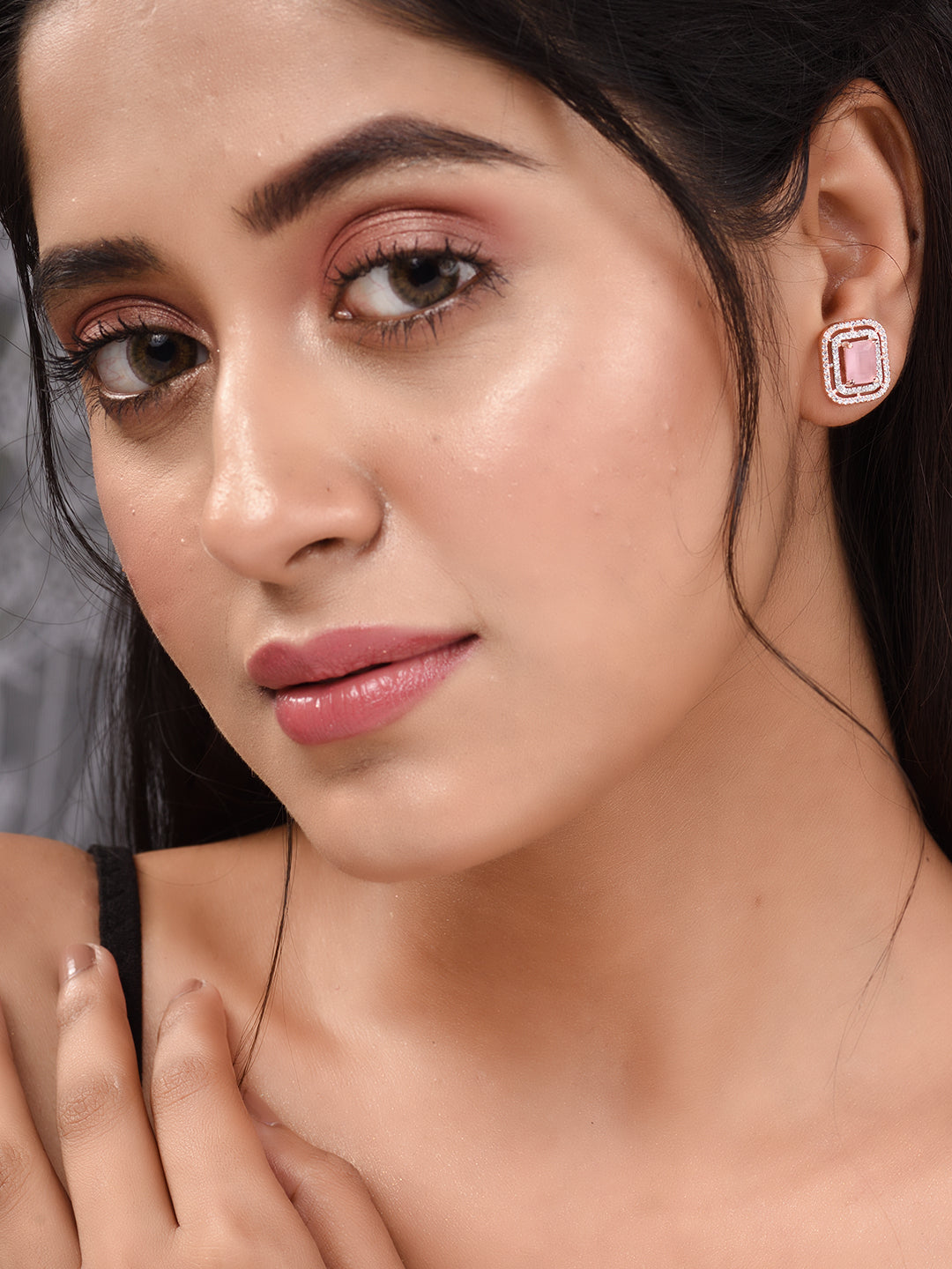 Women Pink Square Studs Earrings, zaveri pearls, sale price rs, sale price, sale gold plated, sale gold, sale, rubans, ring, regular price, priyassi jewellery, kushal's - Saraf RS Jewellery