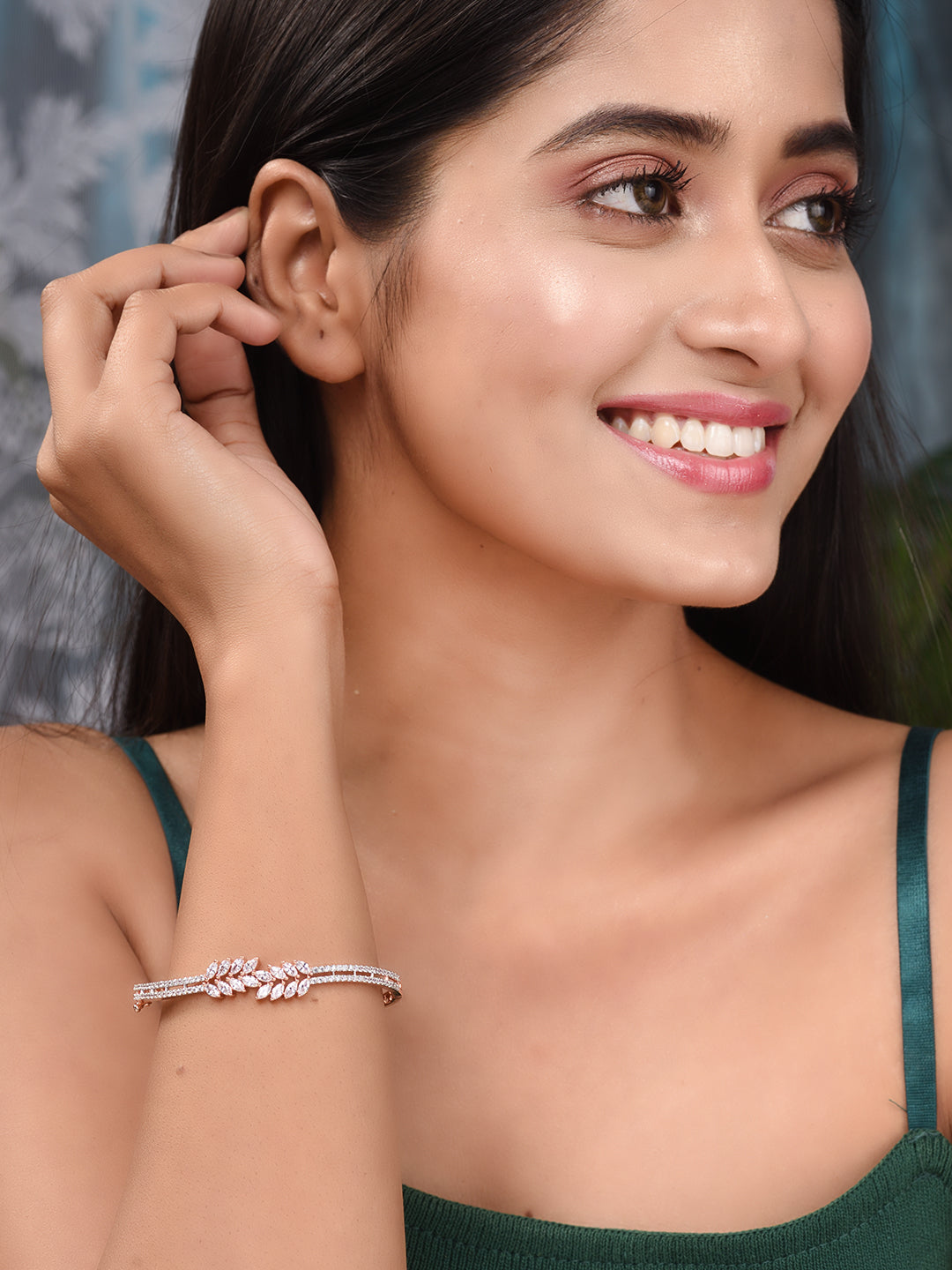 Rose Gold Plated Marquis AD Studded Kada Bracelet, zaveri pearls, sale price rs, sale price, sale gold plated, sale gold, sale, rubans, ring, regular price, priyassi jewellery, kushal's - Sar