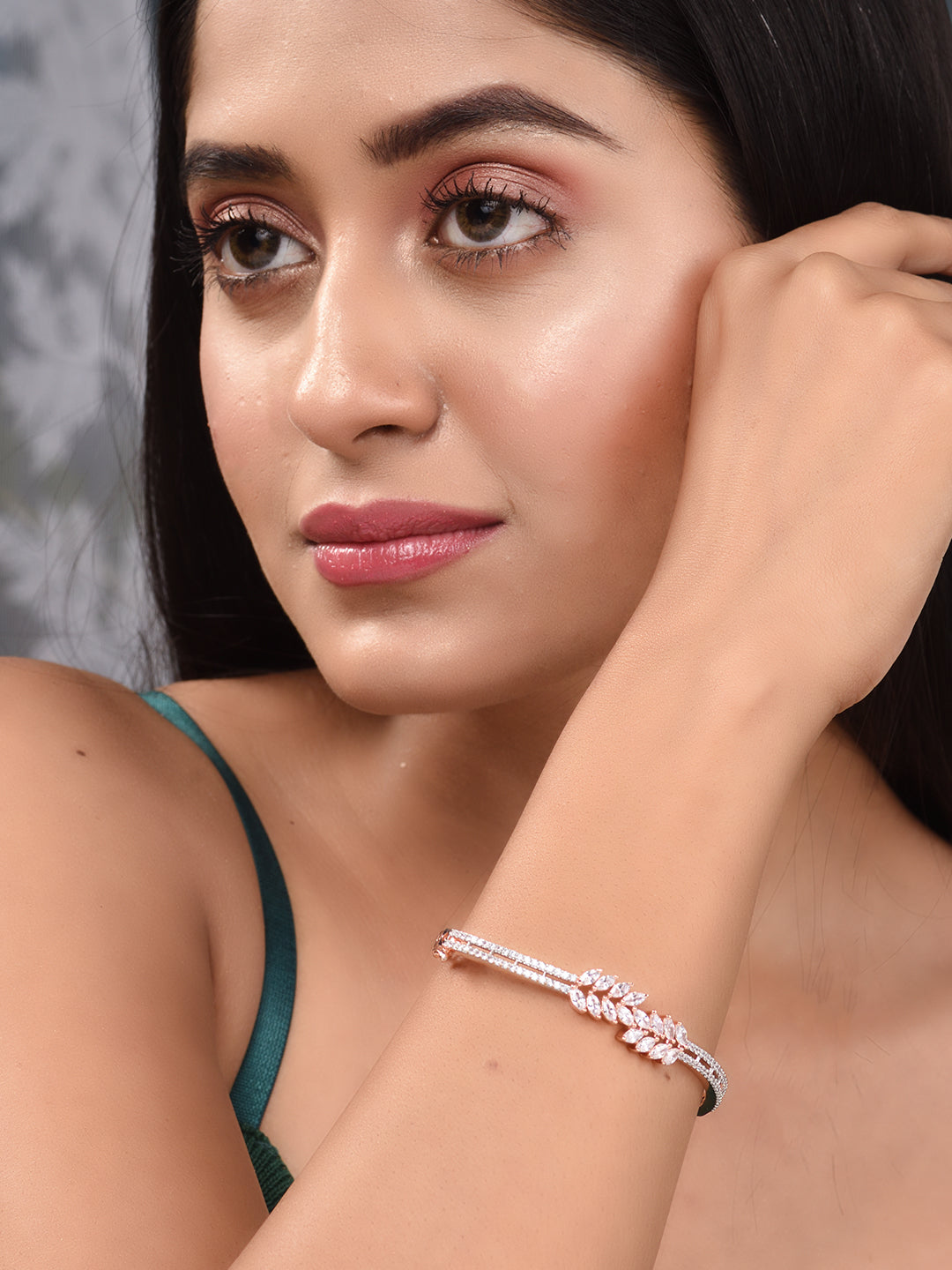 Rose Gold Plated Marquis AD Studded Kada Bracelet, zaveri pearls, sale price rs, sale price, sale gold plated, sale gold, sale, rubans, ring, regular price, priyassi jewellery, kushal's - Sar