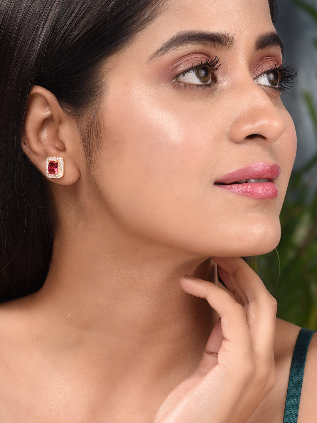 Women GoldPlated Red Square Studs Earrings, zaveri pearls, sale price rs, sale price, sale gold plated, sale gold, sale, rubans, ring, regular price, priyassi jewellery, kushal's - Saraf RS J