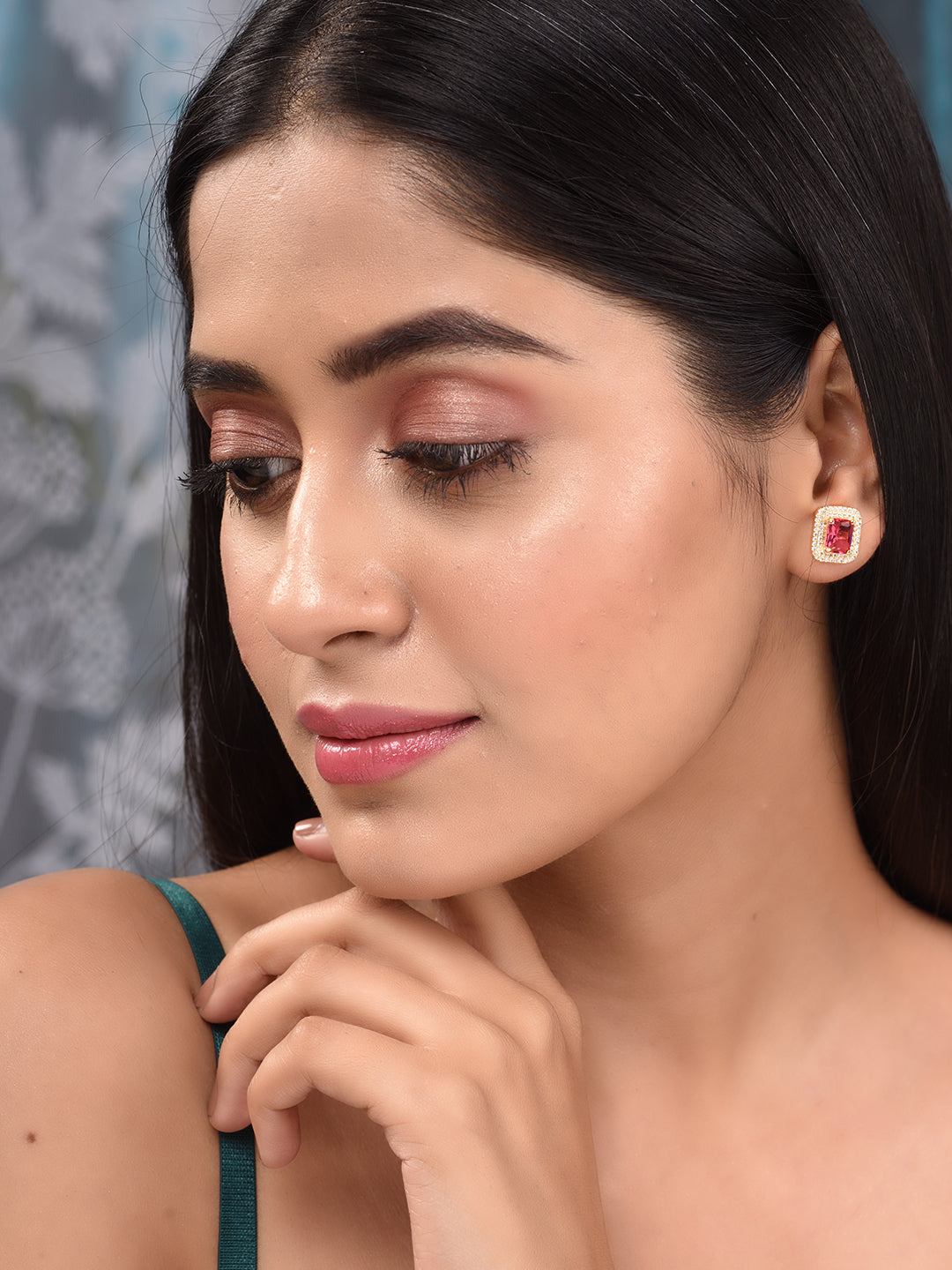 Women GoldPlated Red Square Studs Earrings, zaveri pearls, sale price rs, sale price, sale gold plated, sale gold, sale, rubans, ring, regular price, priyassi jewellery, kushal's - Saraf RS J