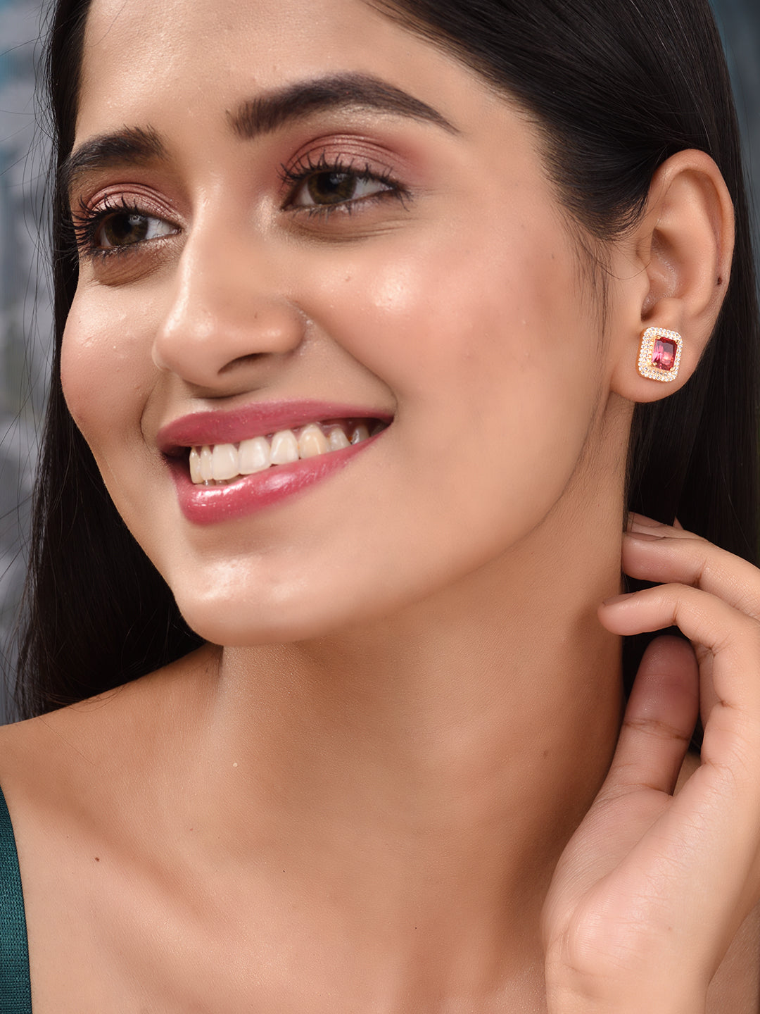 Women GoldPlated Red Square Studs Earrings, zaveri pearls, sale price rs, sale price, sale gold plated, sale gold, sale, rubans, ring, regular price, priyassi jewellery, kushal's - Saraf RS J