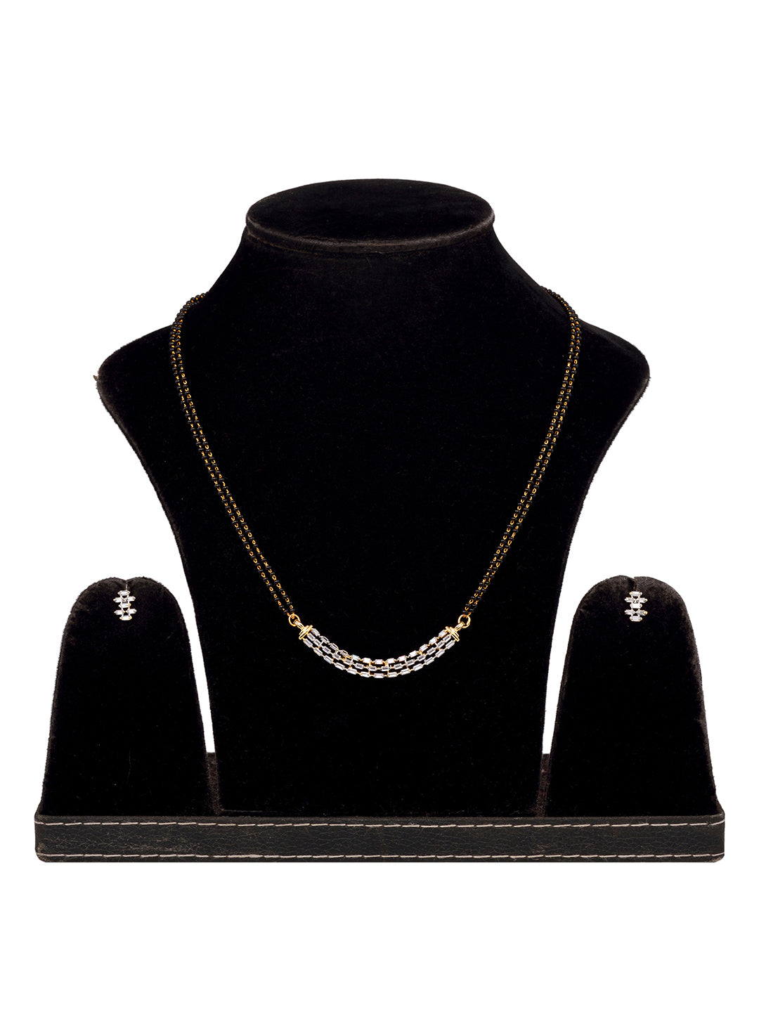 Gold Plated AD Studded Elegant Mangalsutra Pendant Earrings Set, zaveri pearls, sale price rs, sale price, sale gold plated, sale gold, sale, rubans, ring, regular price, priyassi jewellery, 