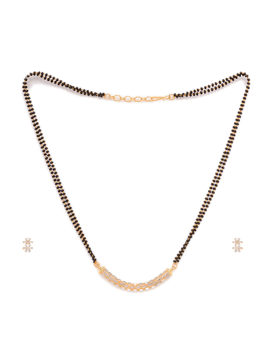 Gold Plated AD Studded Elegant Mangalsutra Pendant Earrings Set, zaveri pearls, sale price rs, sale price, sale gold plated, sale gold, sale, rubans, ring, regular price, priyassi jewellery, 