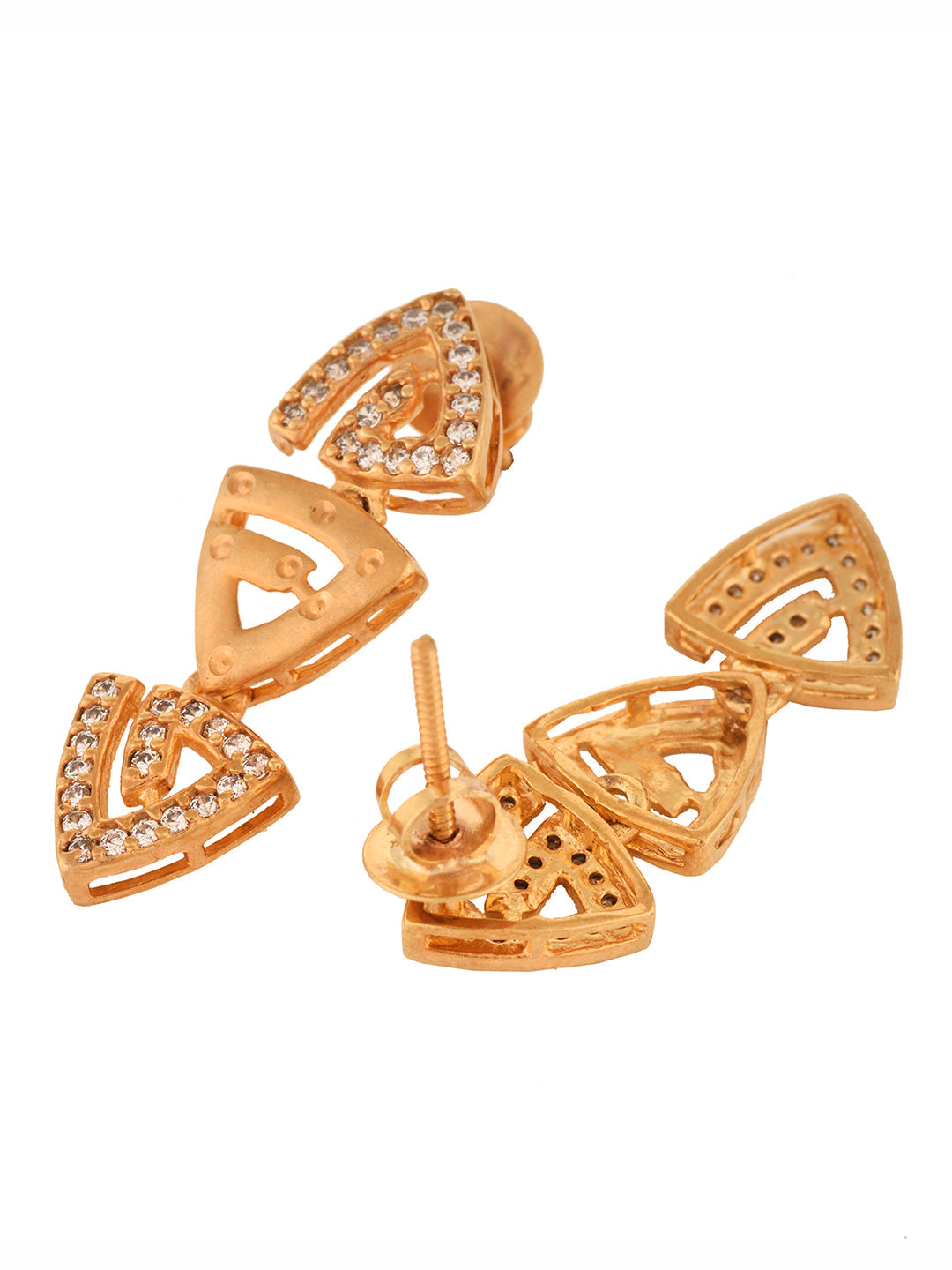 Gold Plated AD Studded Triangle shaped Handcrafted Necklace Jewellery Set, zaveri pearls, sale price rs, sale price, sale gold plated, sale gold, sale, rubans, ring, regular price, priyassi j