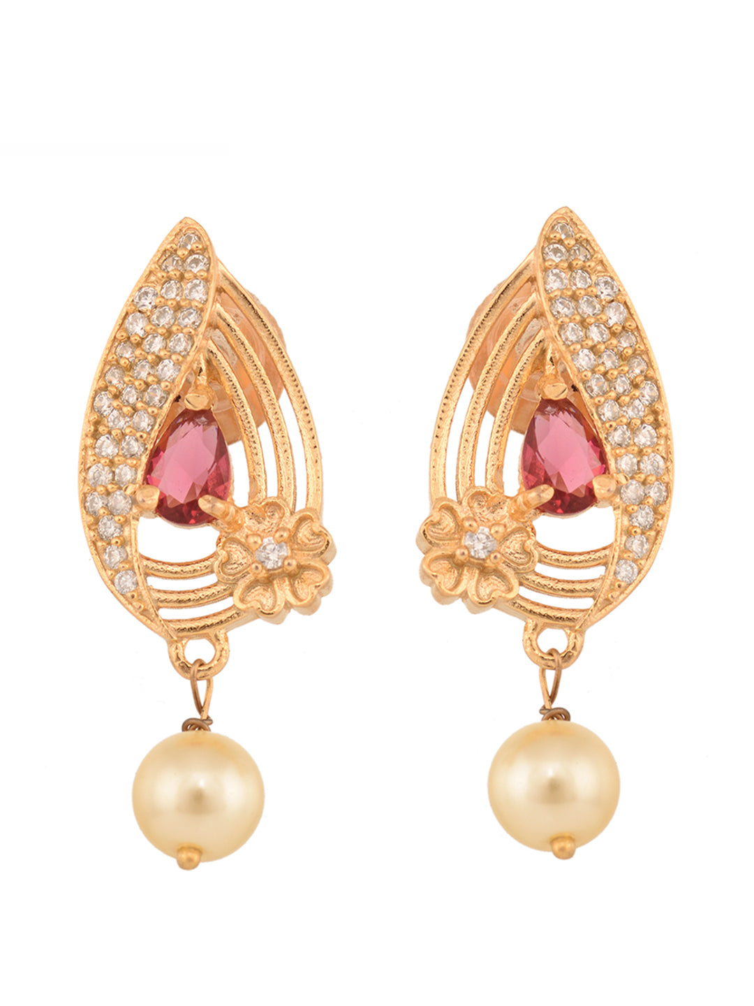 Gold Plated Ruby Studded Floral Locket jewellery Set, zaveri pearls, sale price rs, sale price, sale gold plated, sale gold, sale, rubans, ring, regular price, priyassi jewellery, kushal's - 