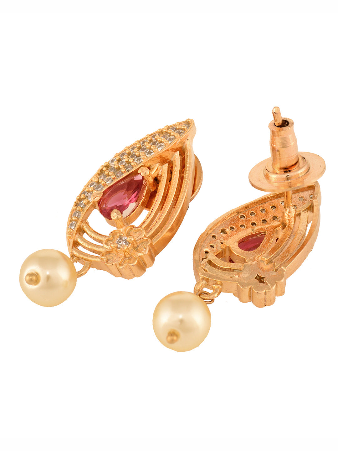 Gold Plated Ruby Studded Floral Locket jewellery Set, zaveri pearls, sale price rs, sale price, sale gold plated, sale gold, sale, rubans, ring, regular price, priyassi jewellery, kushal's - 