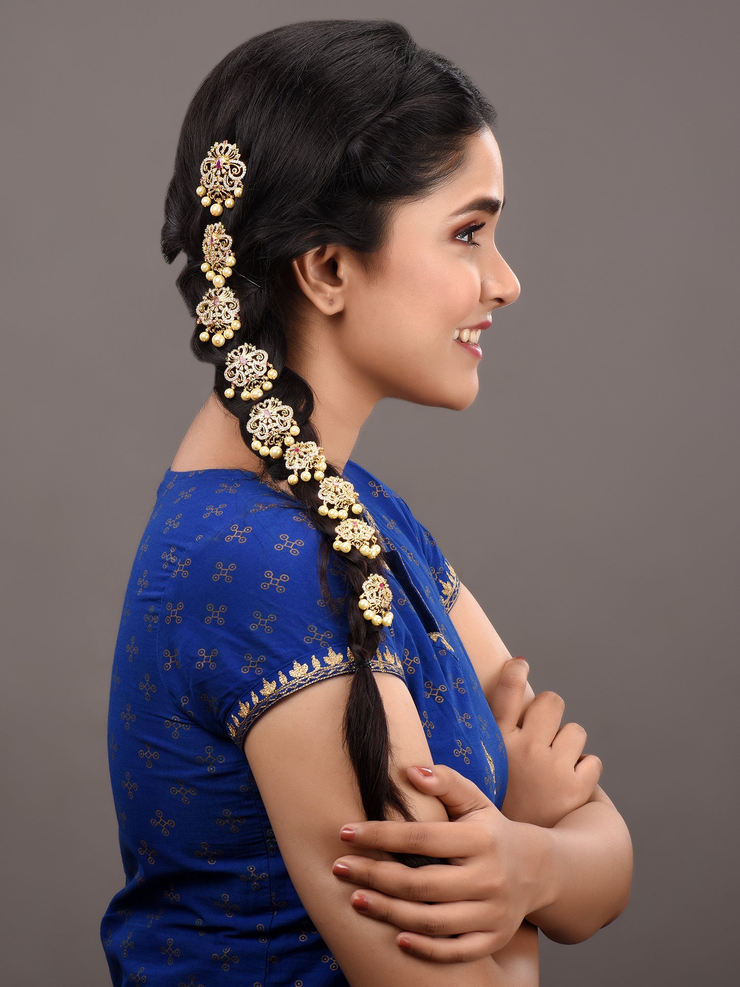 Set Of 9 Gold Toned Red AD Pearl Beads Chotis, zaveri pearls, sale price rs, sale price, sale gold plated, sale gold, sale, rubans, ring, regular price, priyassi jewellery, kushal's - Saraf R