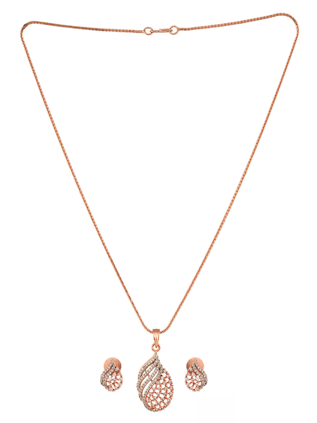 Rose Gold Plated AD Studded Locket jewellery Set, zaveri pearls, sale price rs, sale price, sale gold plated, sale gold, sale, rubans, ring, regular price, priyassi jewellery, kushal's - Sara