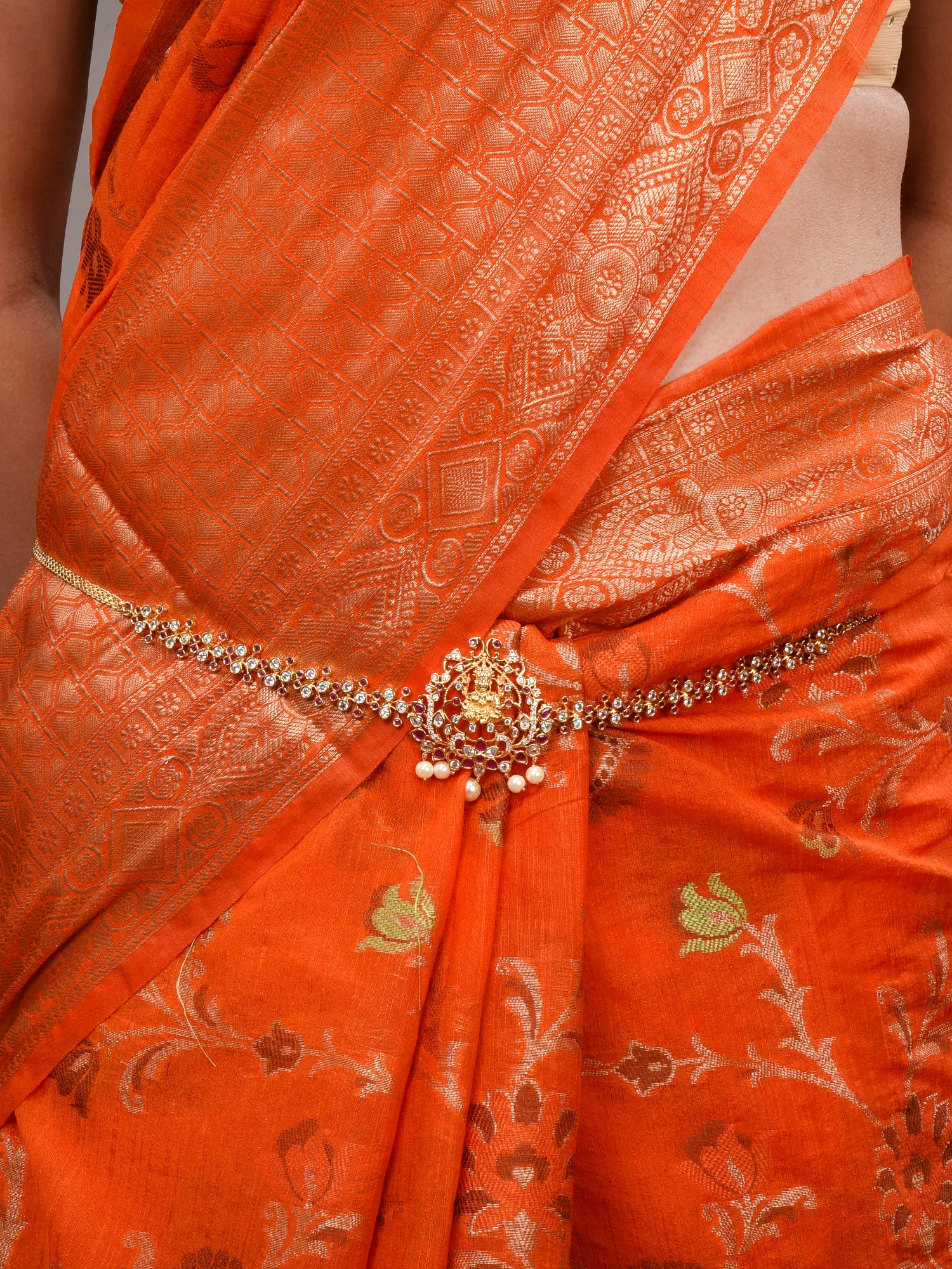 White &Red Gold plated AD Studded Temple Kamarbandh, zaveri pearls, sale price rs, sale price, sale gold plated, sale gold, sale, rubans, ring, regular price, priyassi jewellery, kushal's - S