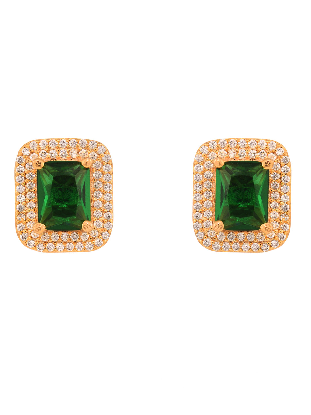 Gold Plated Green AD Studded Studs Earring, zaveri pearls, sale price rs, sale price, sale gold plated, sale gold, sale, rubans, ring, regular price, priyassi jewellery, kushal's - Saraf RS J