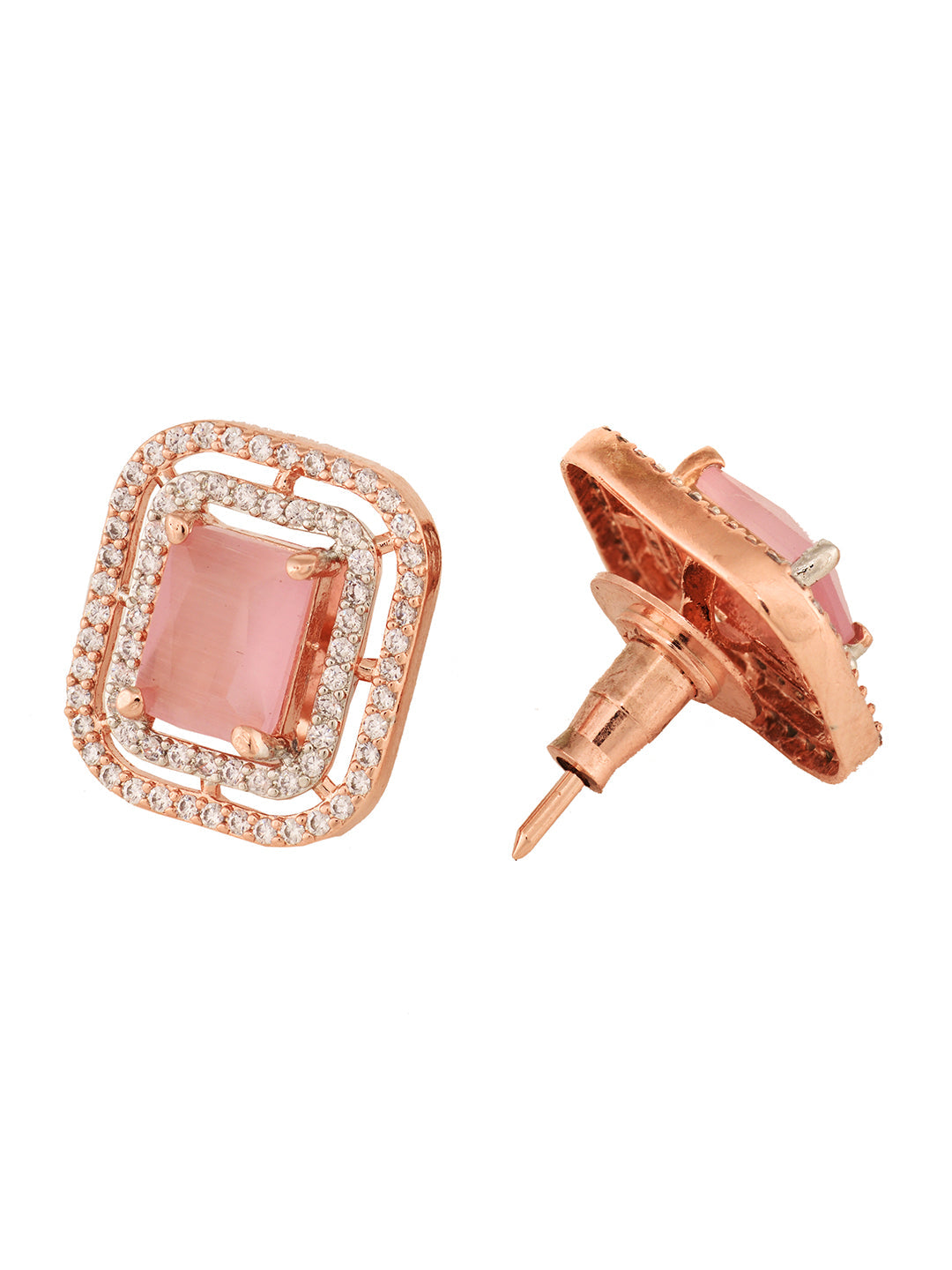 Women Pink Square Studs Earrings, zaveri pearls, sale price rs, sale price, sale gold plated, sale gold, sale, rubans, ring, regular price, priyassi jewellery, kushal's - Saraf RS Jewellery