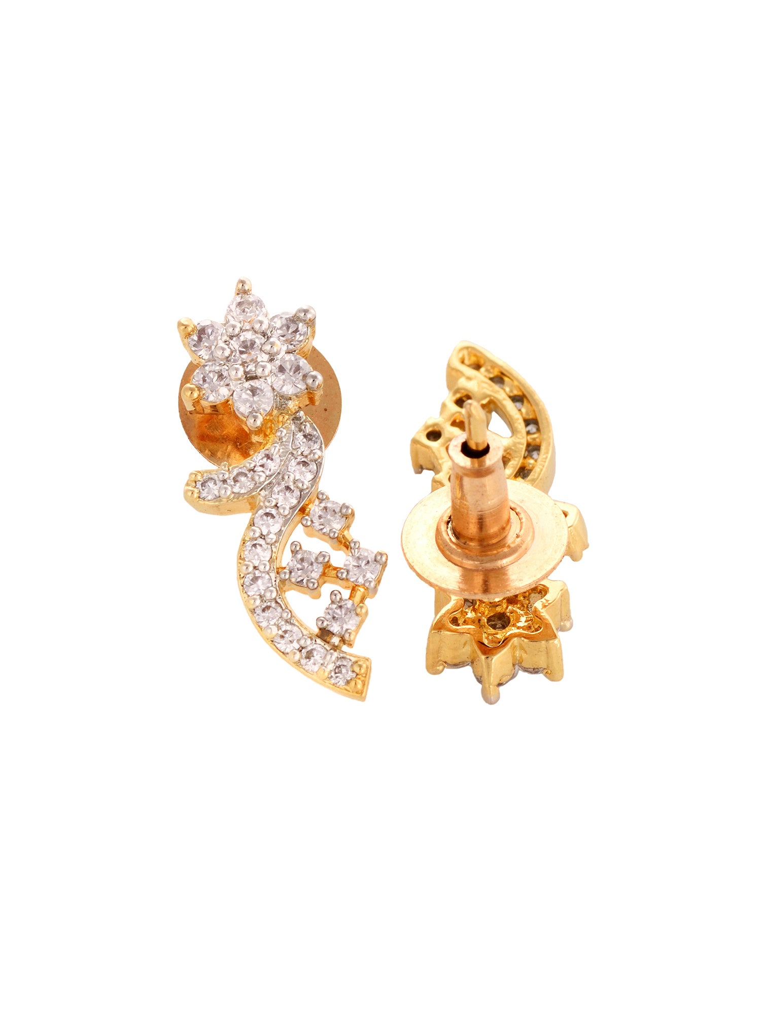 Gold Plated Black & White AD Studded & Beaded Mangalsutra Earrings, zaveri pearls, sale price rs, sale price, sale gold plated, sale gold, sale, rubans, ring, regular price, priyassi jeweller