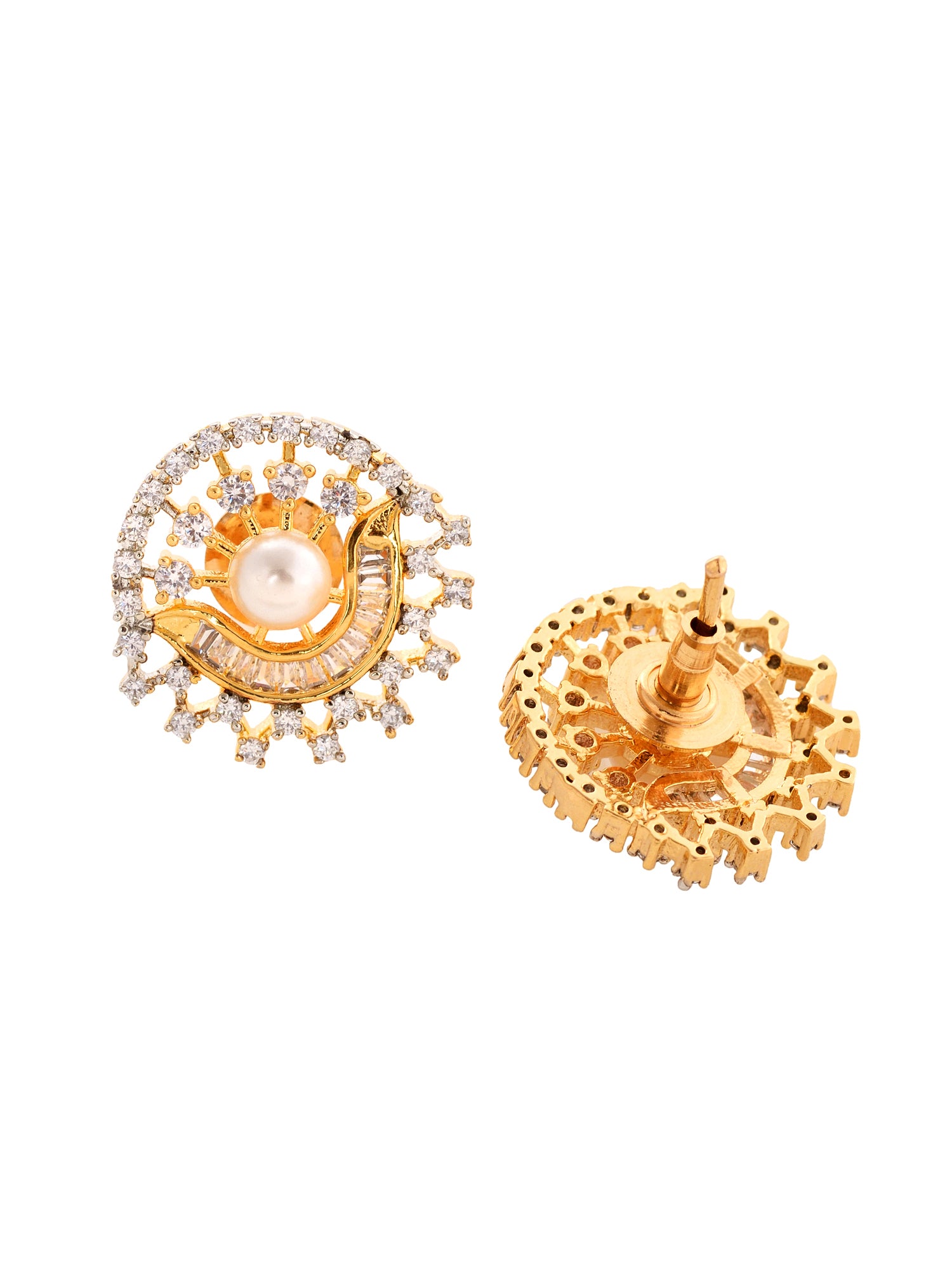 Gold Plated Black & White AD Studded & Beaded Mangalsutra Earrings, zaveri pearls, sale price rs, sale price, sale gold plated, sale gold, sale, rubans, ring, regular price, priyassi jeweller